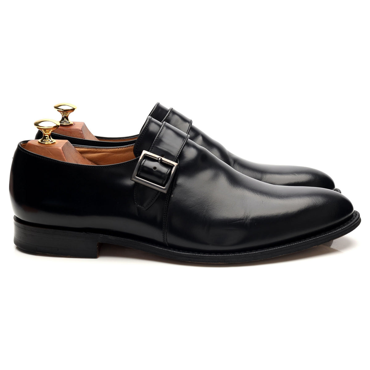 &#39;Lisbon&#39; Black Leather Monk Strap UK 9.5 F