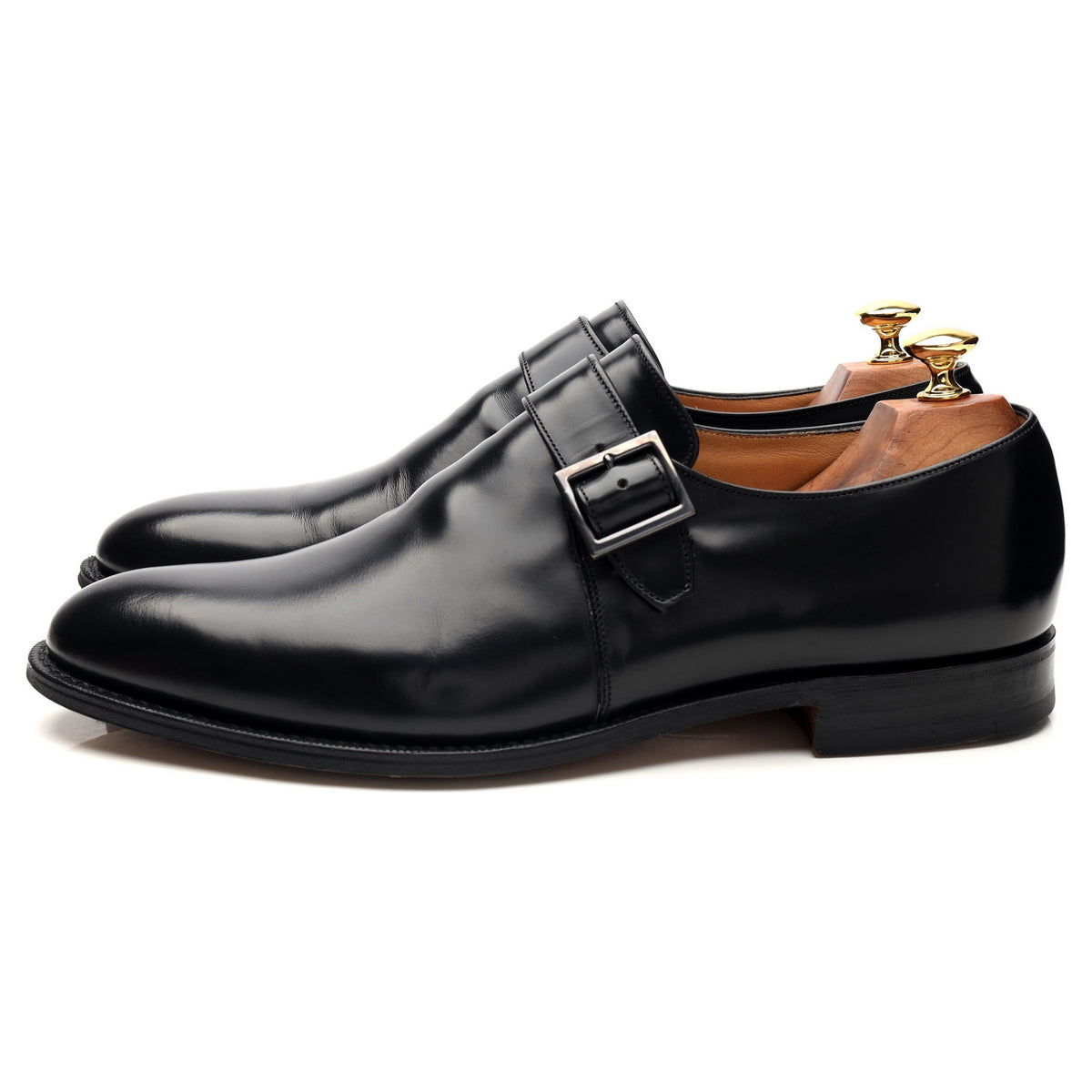 &#39;Lisbon&#39; Black Leather Monk Strap UK 9.5 F