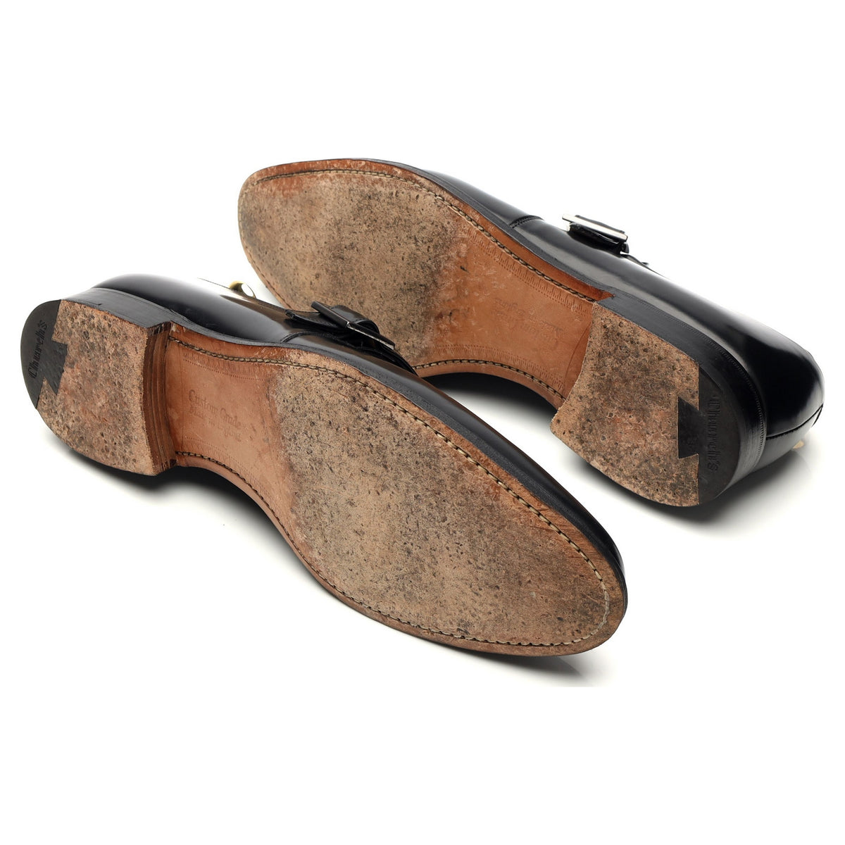 &#39;Lisbon&#39; Black Leather Monk Strap UK 9.5 F