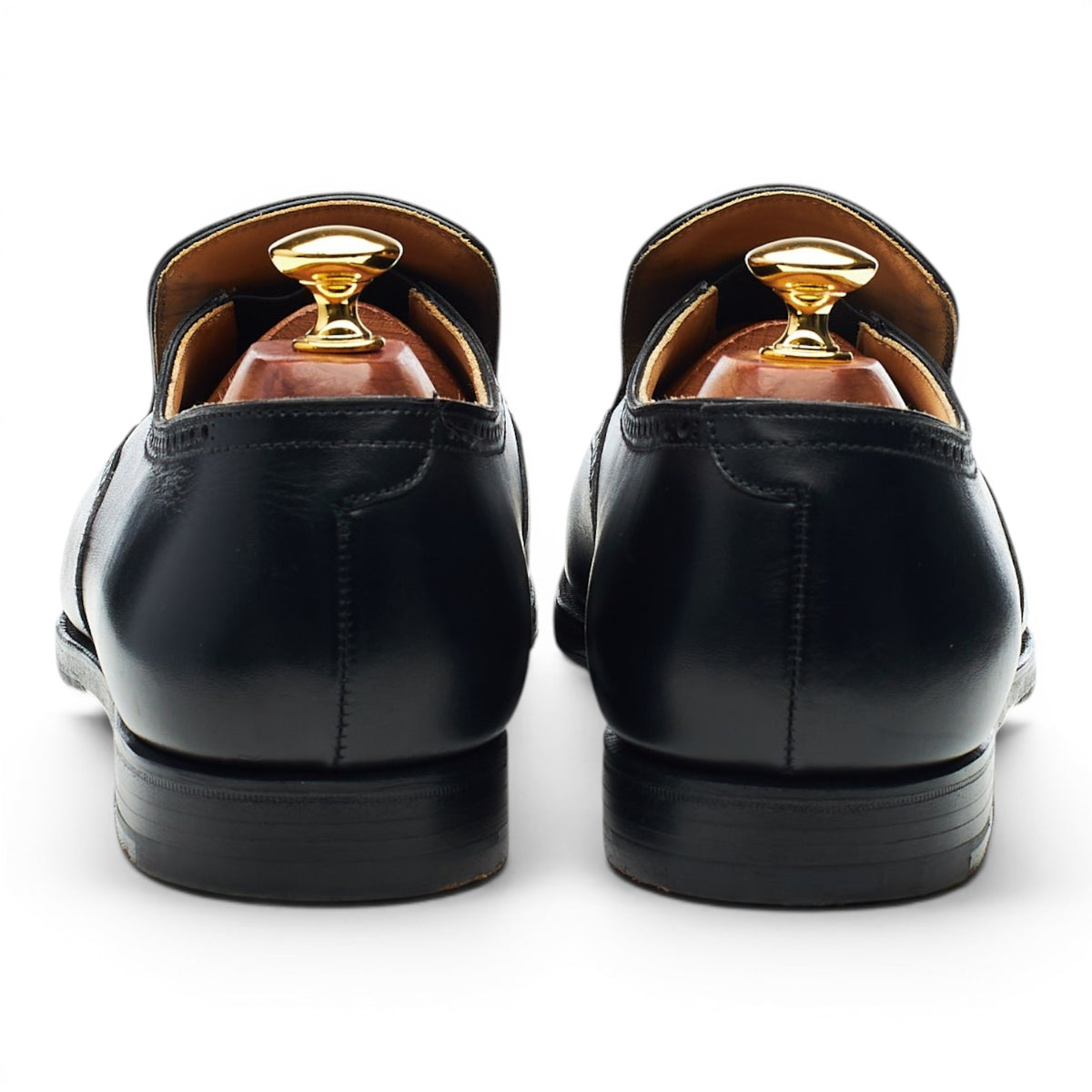 New & Lingwood Black Leather Slip On Brogue Loafers UK 9.5 E