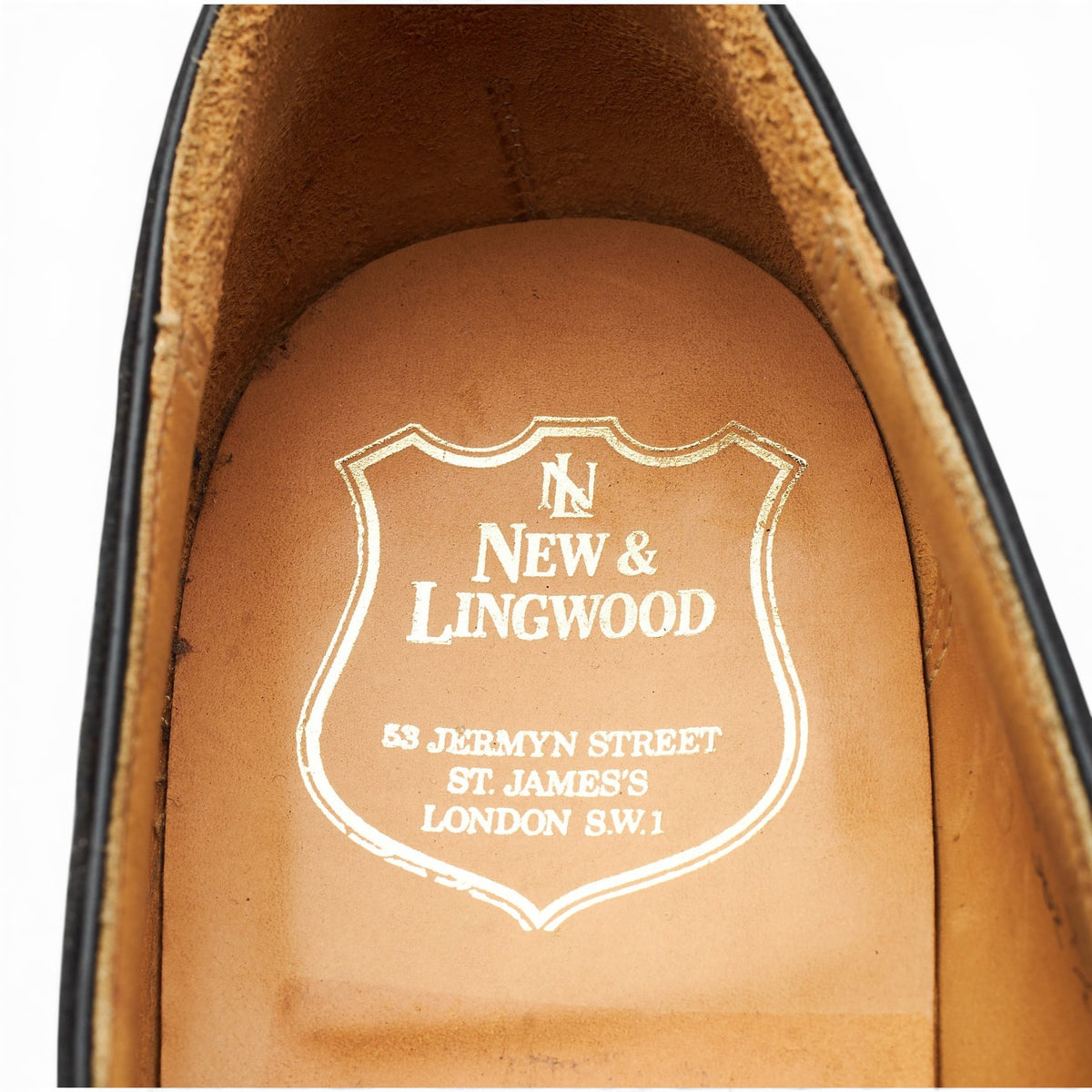 New & Lingwood Black Leather Slip On Brogue Loafers UK 9.5 E