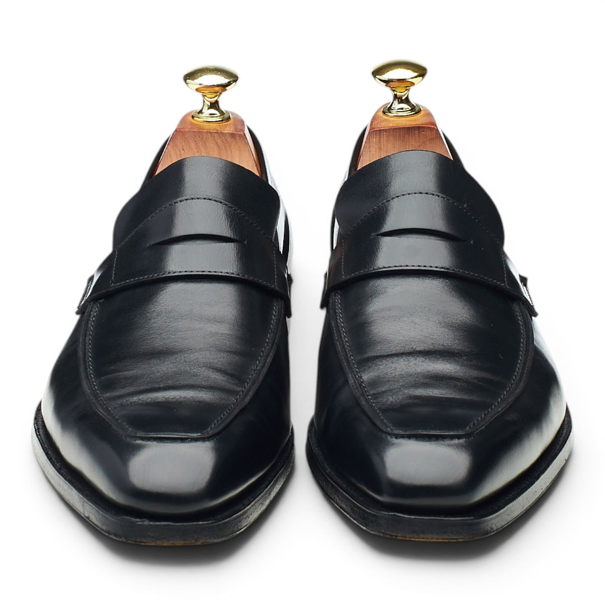'George' Black Leather Loafers UK 7 E