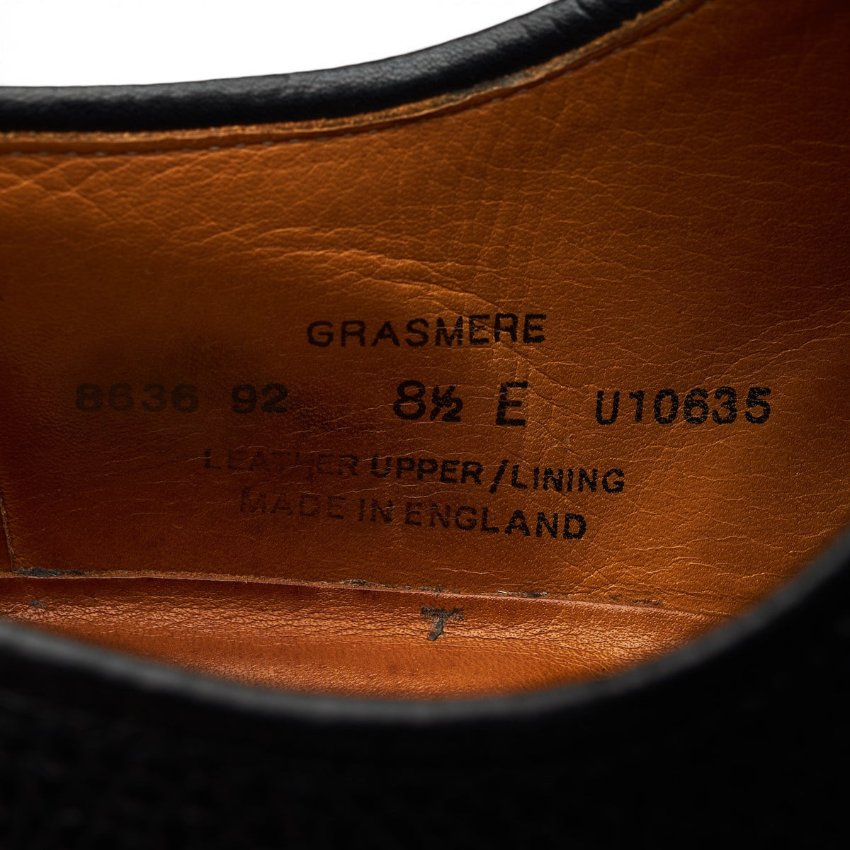 'Grasmere' Black Grain Leather Derby UK 8.5 E