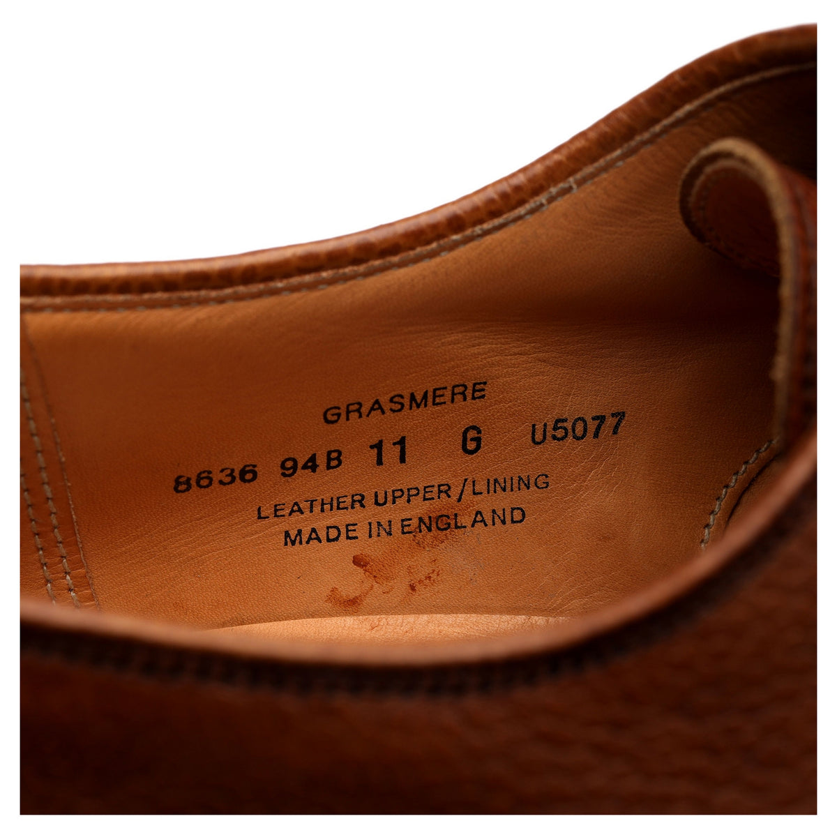 &#39;Grasmere&#39; Tan Brown Grain Leather Derby UK 11 G