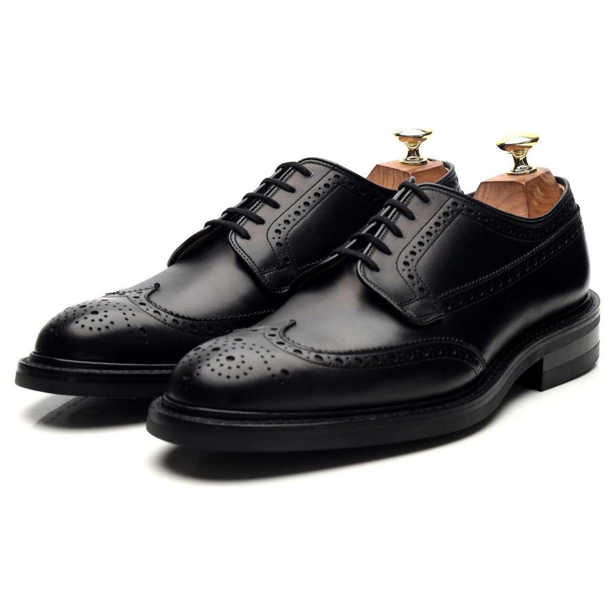 &#39;Grafton&#39; Black Leather Derby Brogues UK 7 F