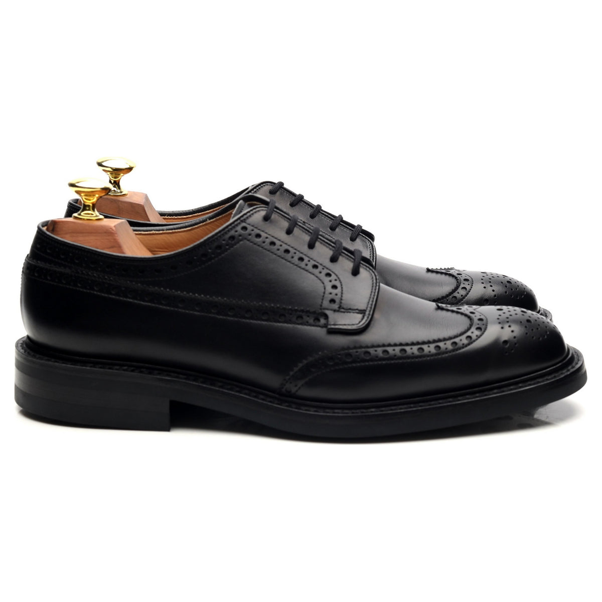 &#39;Grafton&#39; Black Leather Derby Brogues UK 7 F