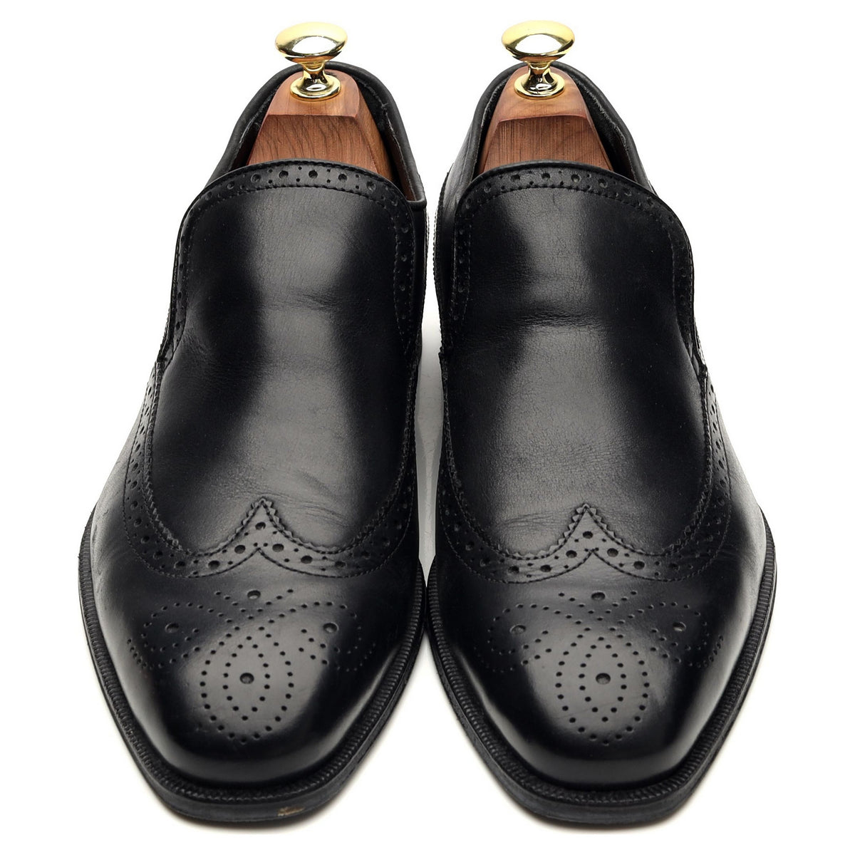Black Leather Slip On Brogues UK 7