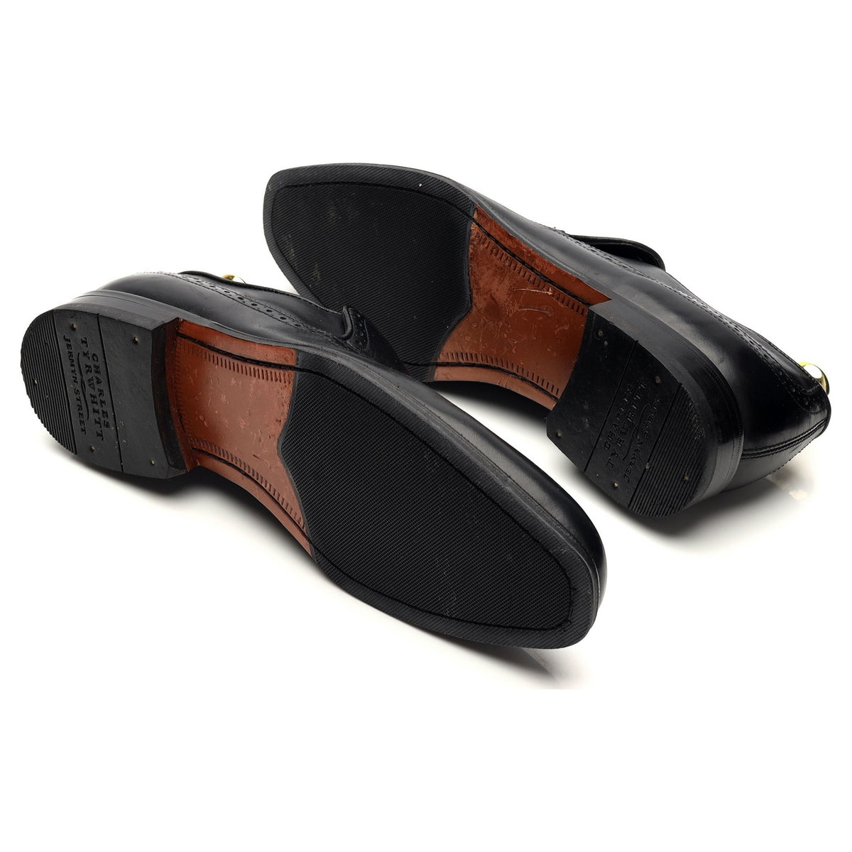 Black Leather Slip On Brogues UK 7