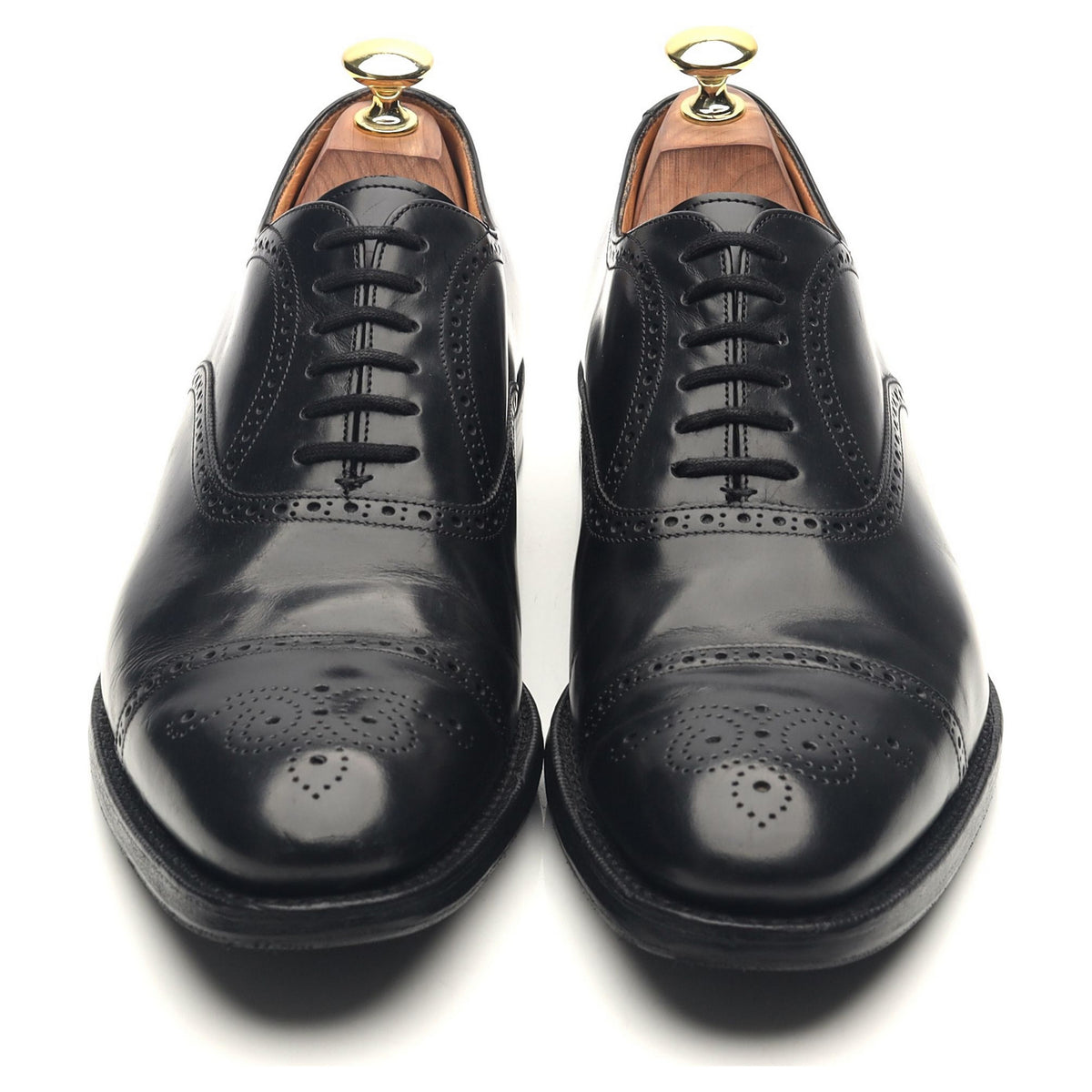 &#39;London&#39; Black Leather Oxford Semi Brogues UK 7.5 F