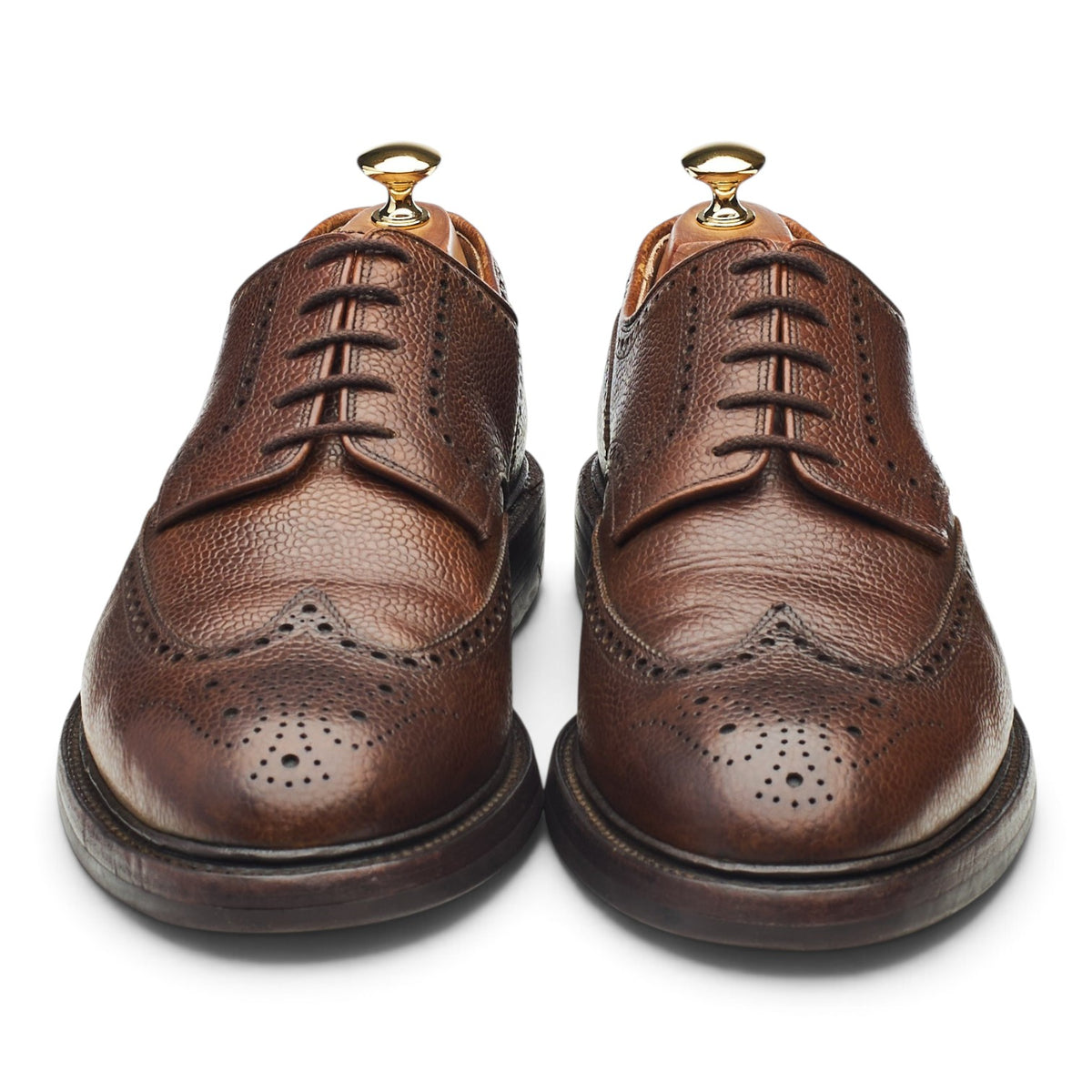 'Pembroke' Dark Brown Grain Leather Derby Brogues UK 10.5 E