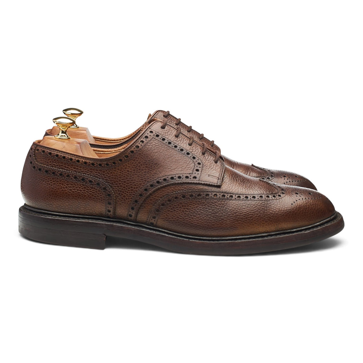 'Pembroke' Dark Brown Grain Leather Derby Brogues UK 10.5 E