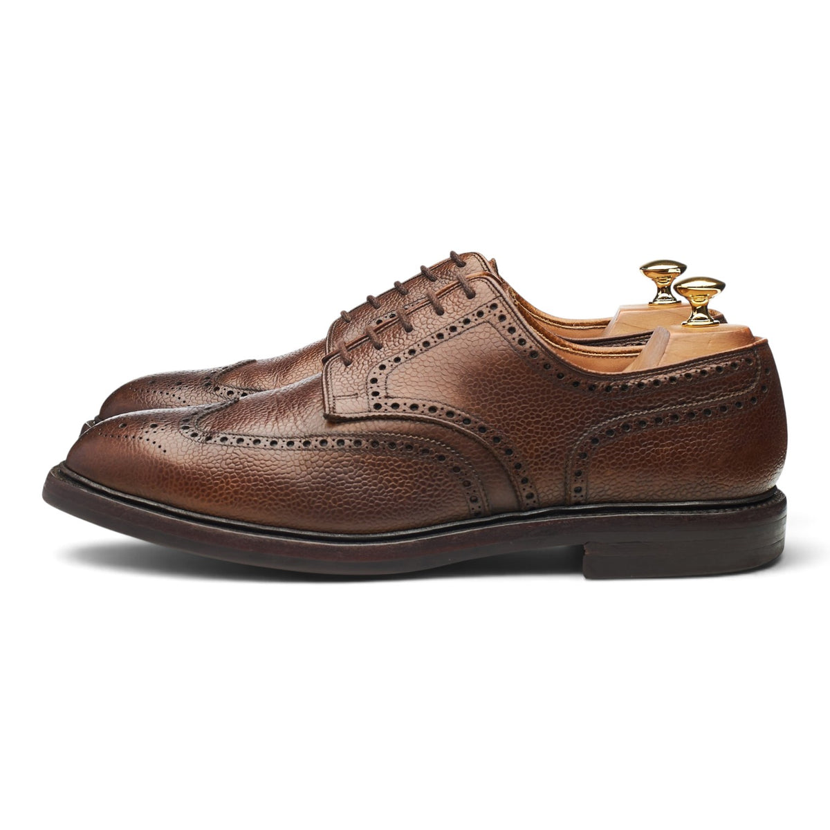 'Pembroke' Dark Brown Grain Leather Derby Brogues UK 10.5 E