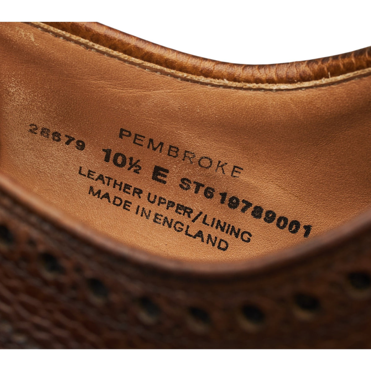 'Pembroke' Dark Brown Grain Leather Derby Brogues UK 10.5 E