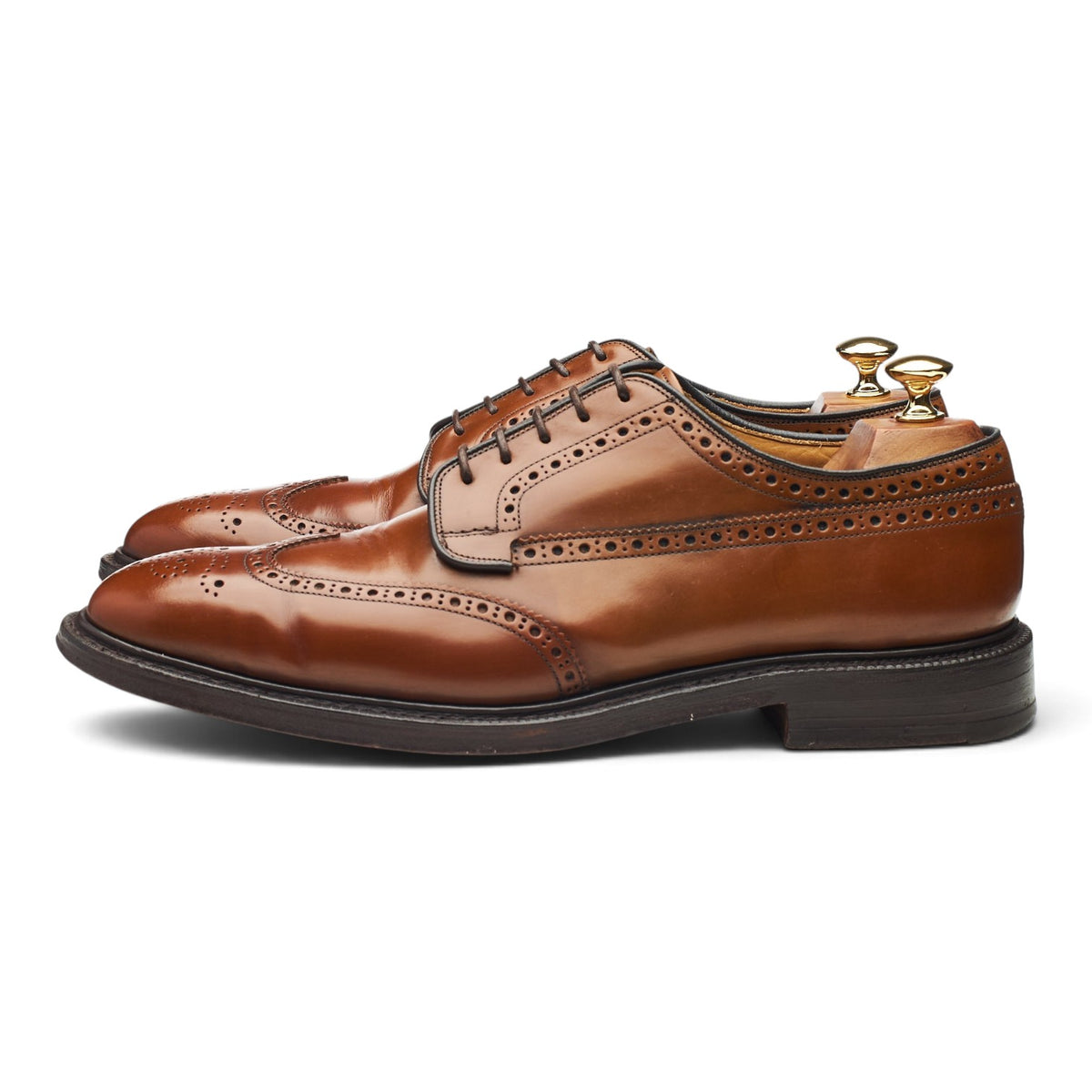 'Grafton' Tan Brown Leather Derby Brogues UK 9.5 F