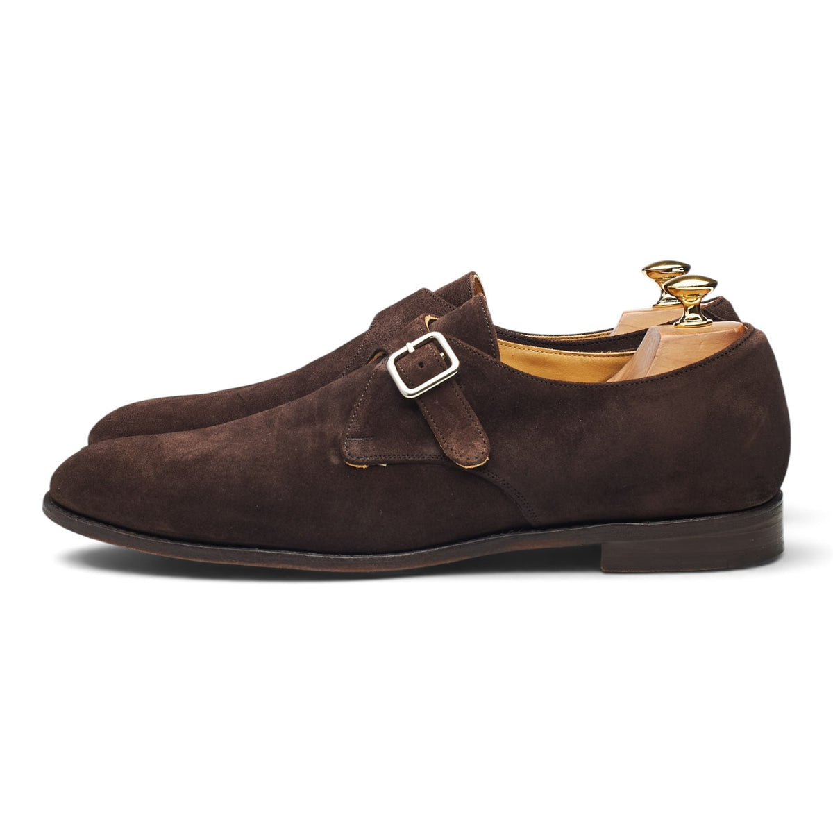 'Lewiston' Dark Brown Suede Monk Strap UK 10