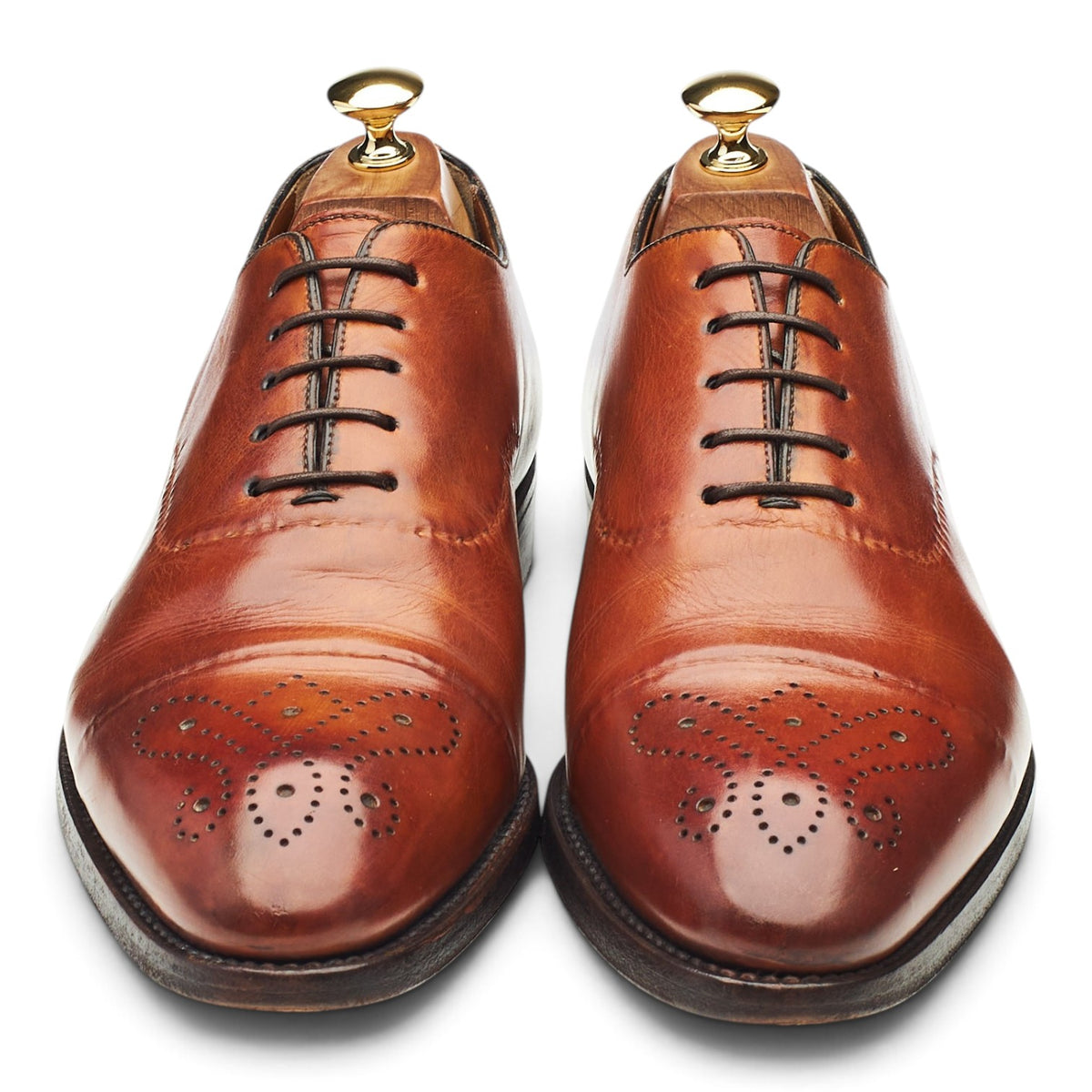 'Vittorio II' Tan Brown Museum Leather Wholecut Oxford UK 9 EU 43