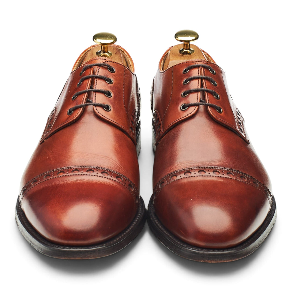 'Lastrade' Tan Brown Leather Derby Brogues UK 8 F