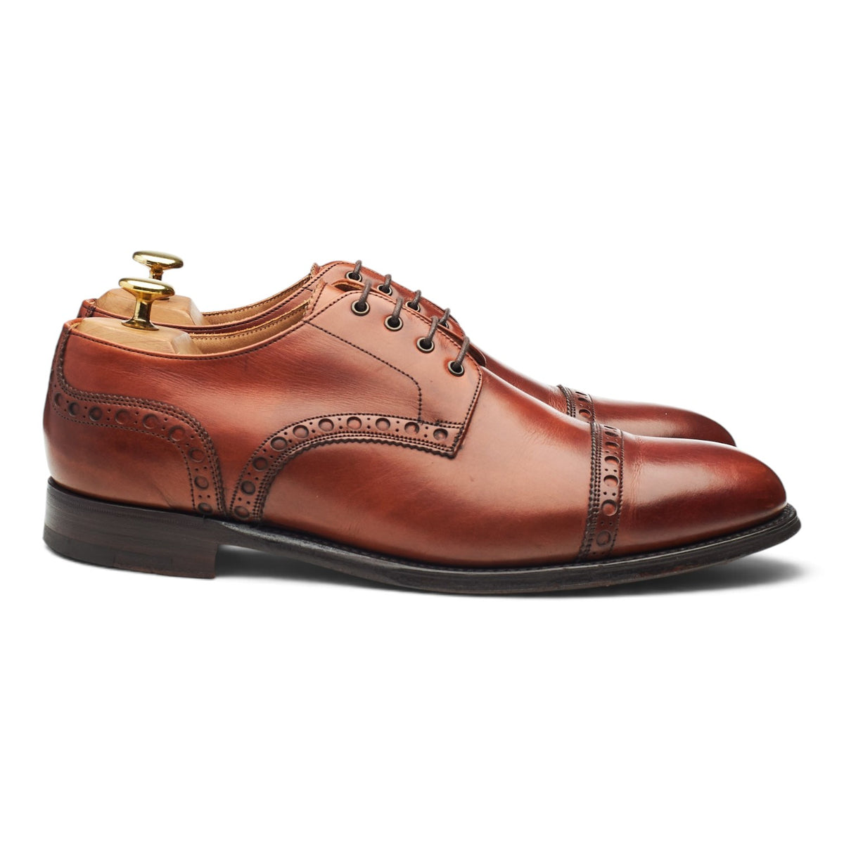 'Lastrade' Tan Brown Leather Derby Brogues UK 8 F
