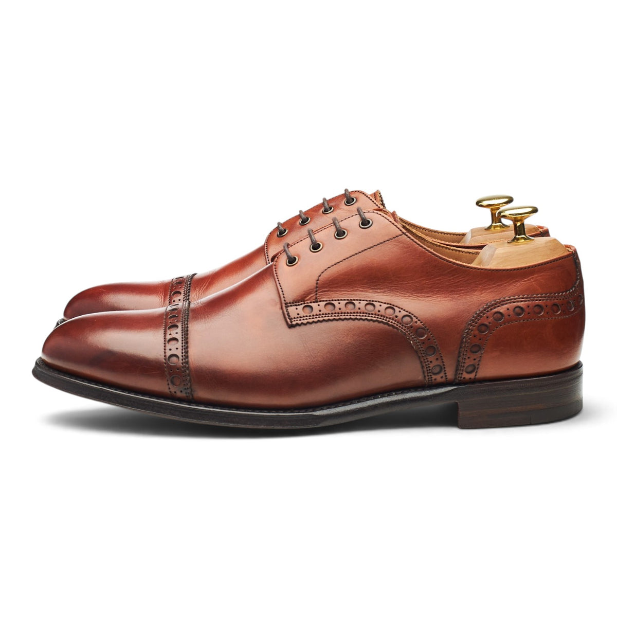 'Lastrade' Tan Brown Leather Derby Brogues UK 8 F
