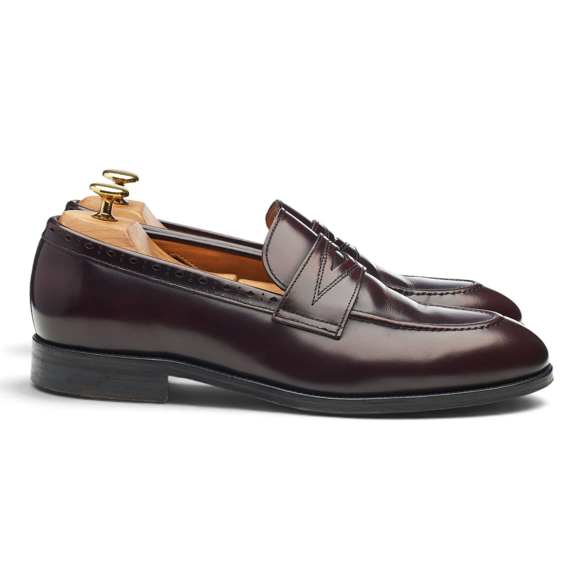 'Model 98' Burgundy Leather Loafers UK 8
