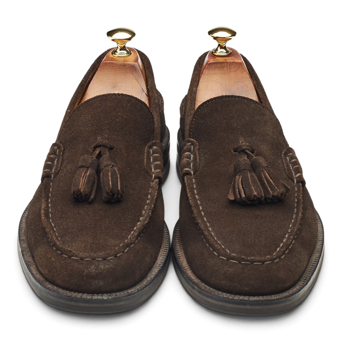 Dark Brown Suede Tassel Loafers UK 8