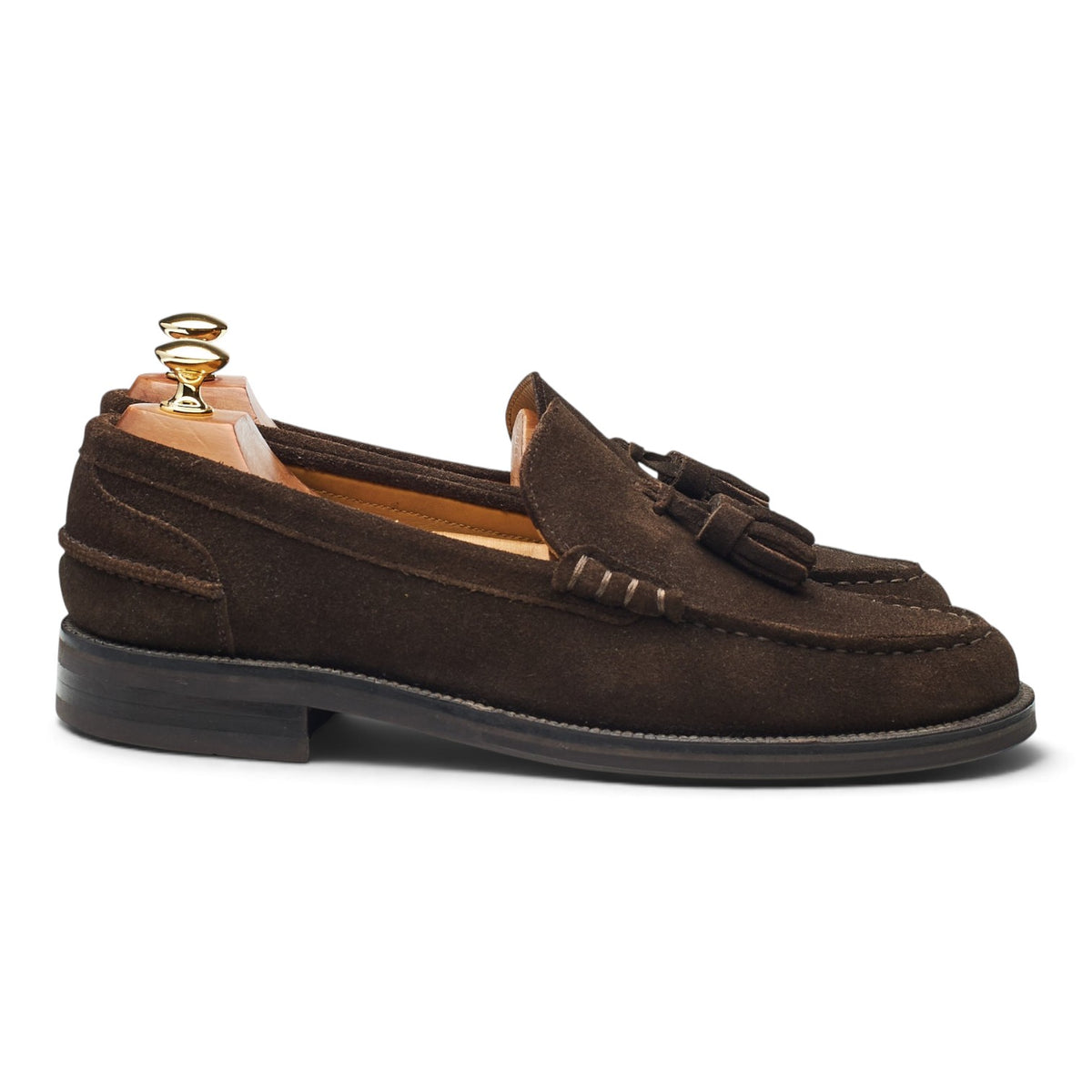 Dark Brown Suede Tassel Loafers UK 8