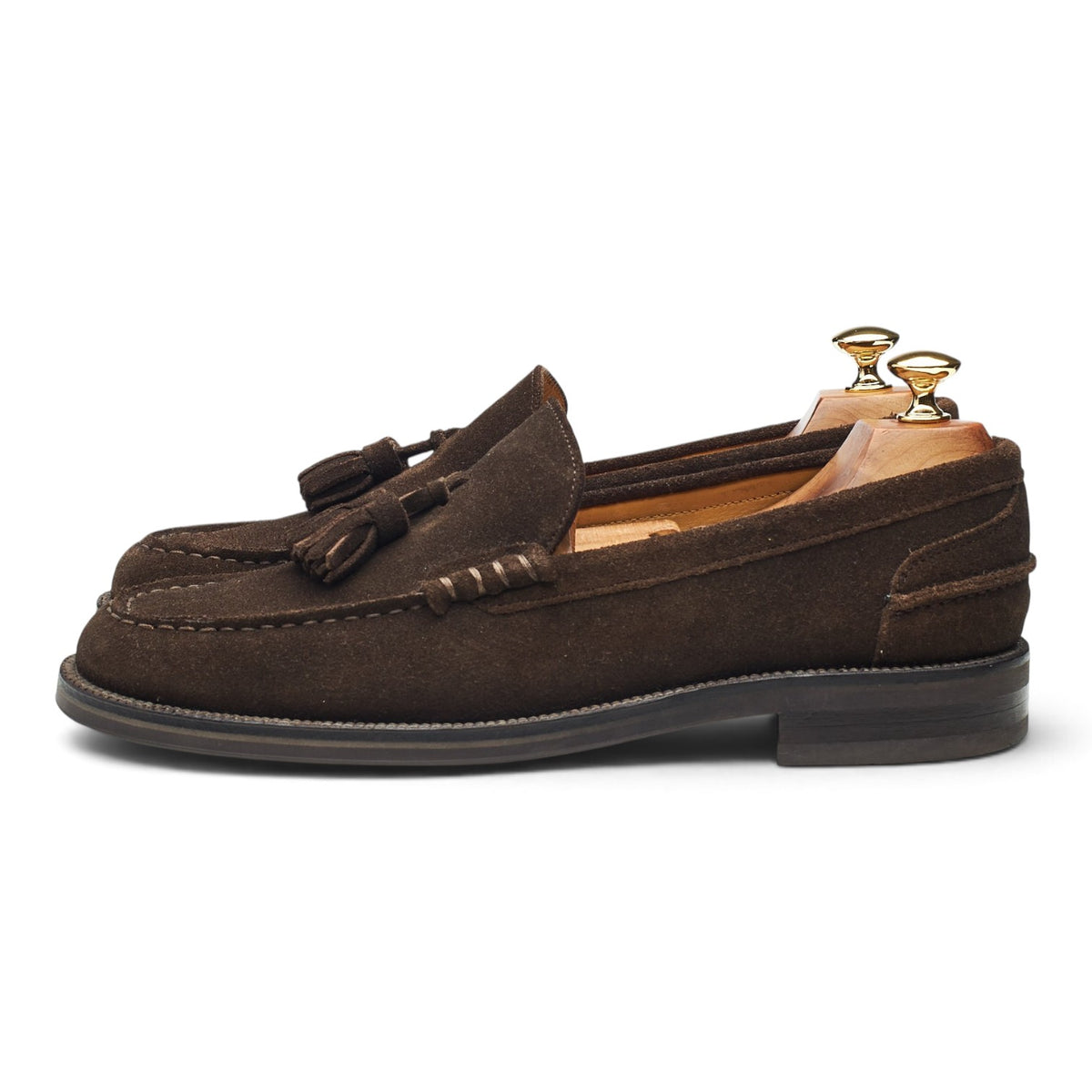 Dark Brown Suede Tassel Loafers UK 8