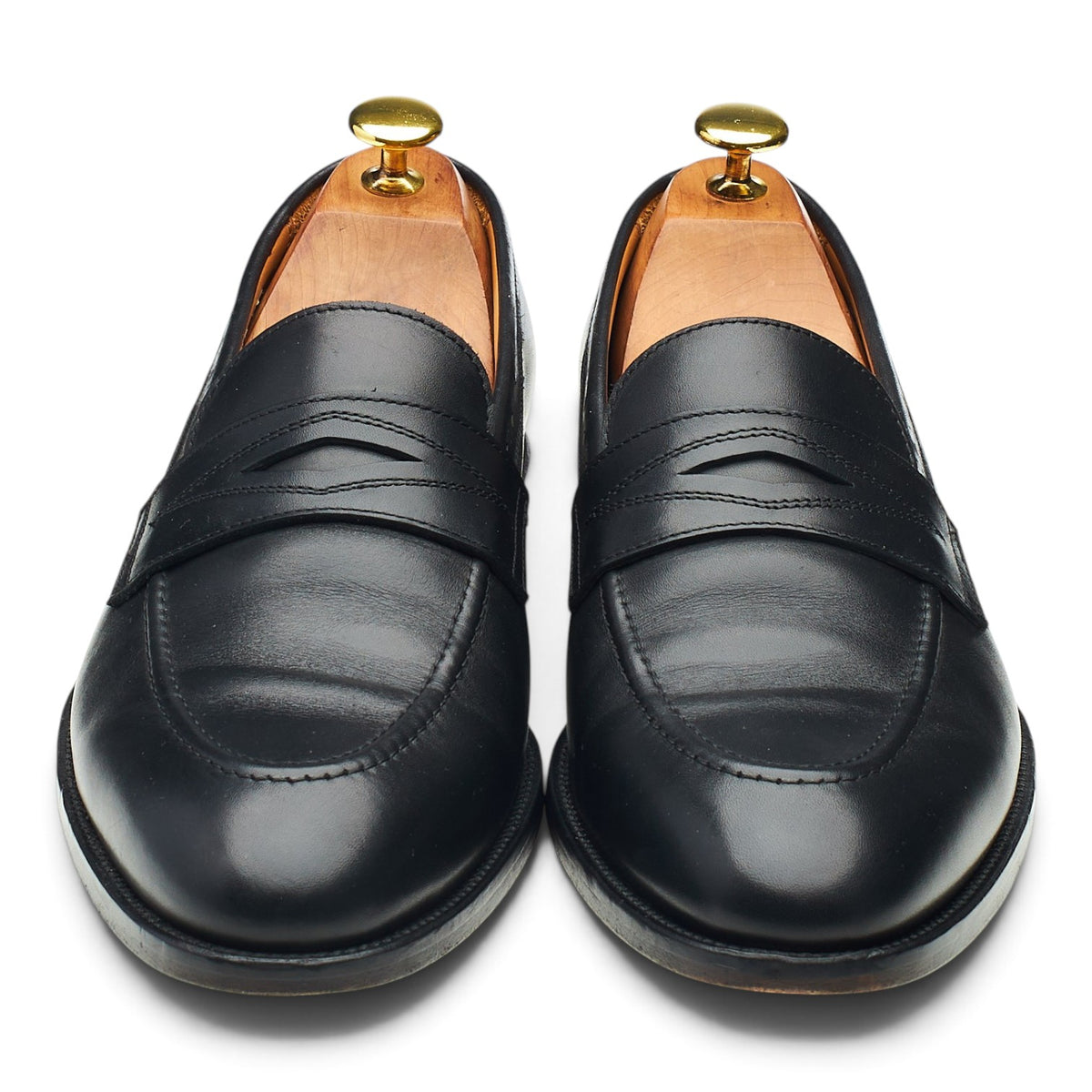 'Model 98' Black Leather Loafers UK 8