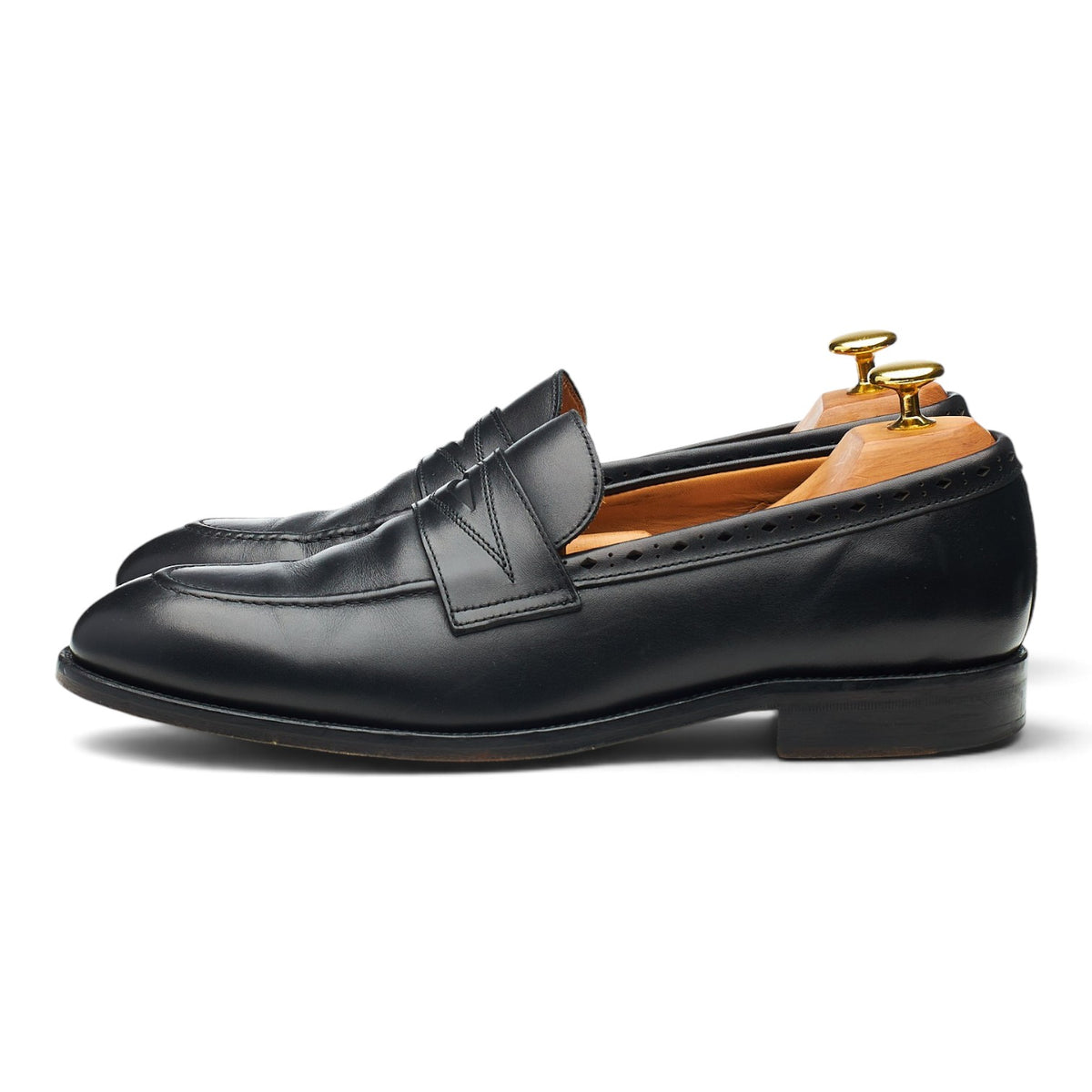'Model 98' Black Leather Loafers UK 8