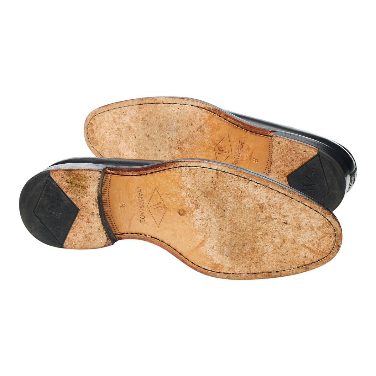 'Model 98' Black Leather Loafers UK 8