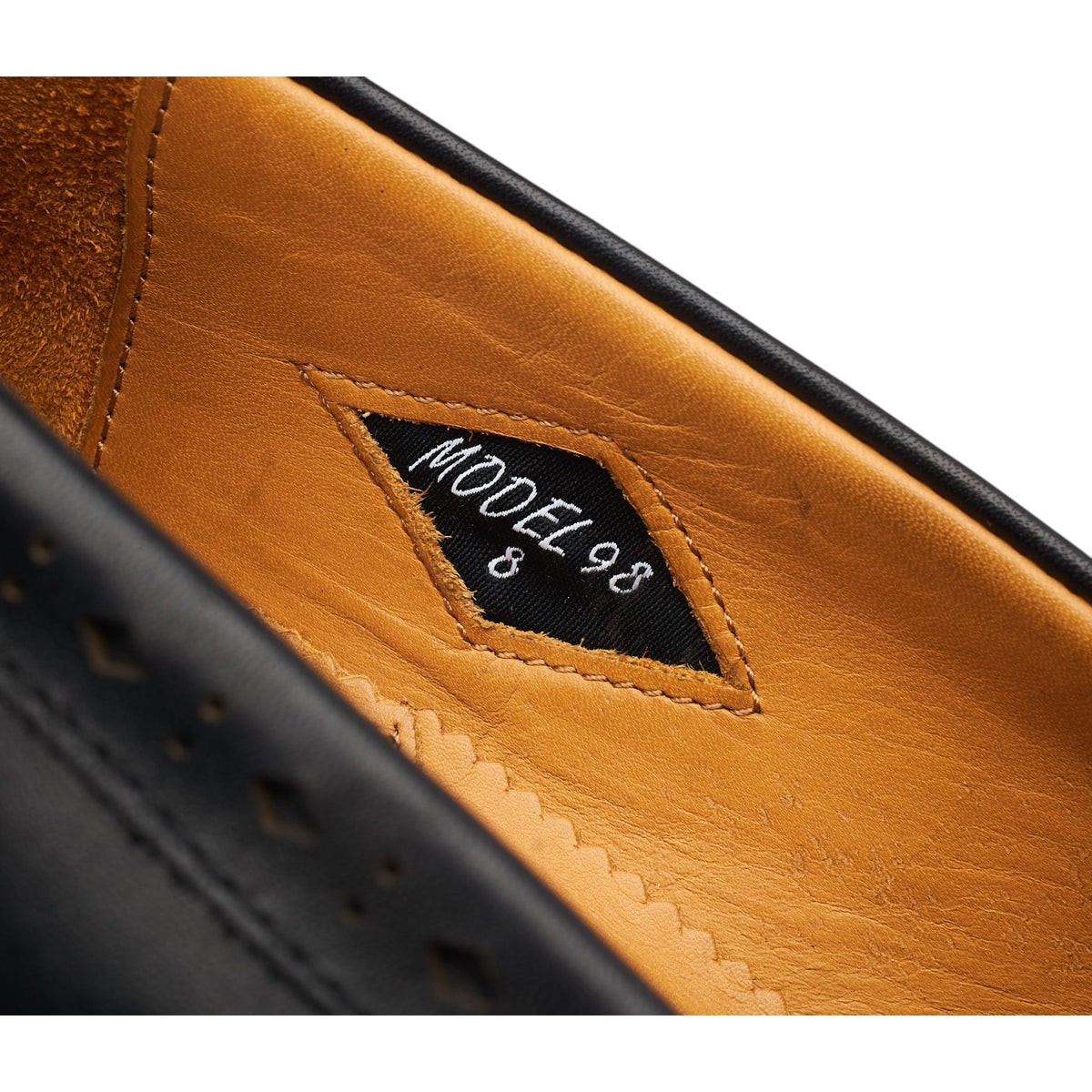 'Model 98' Black Leather Loafers UK 8