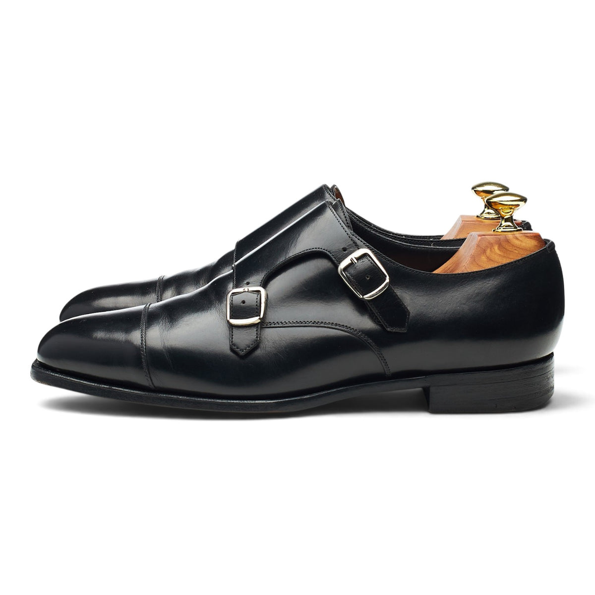 'Westminster' Black Leather Double Monk Strap UK 7.5 F