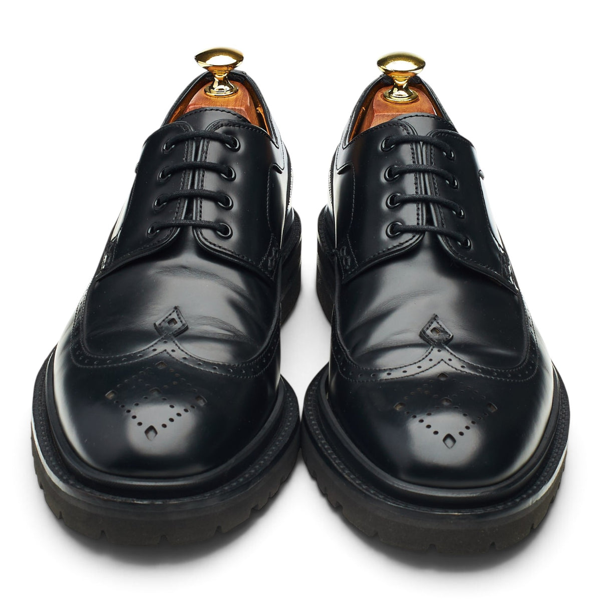 '9068' Black Leather Derby Brogues UK 8