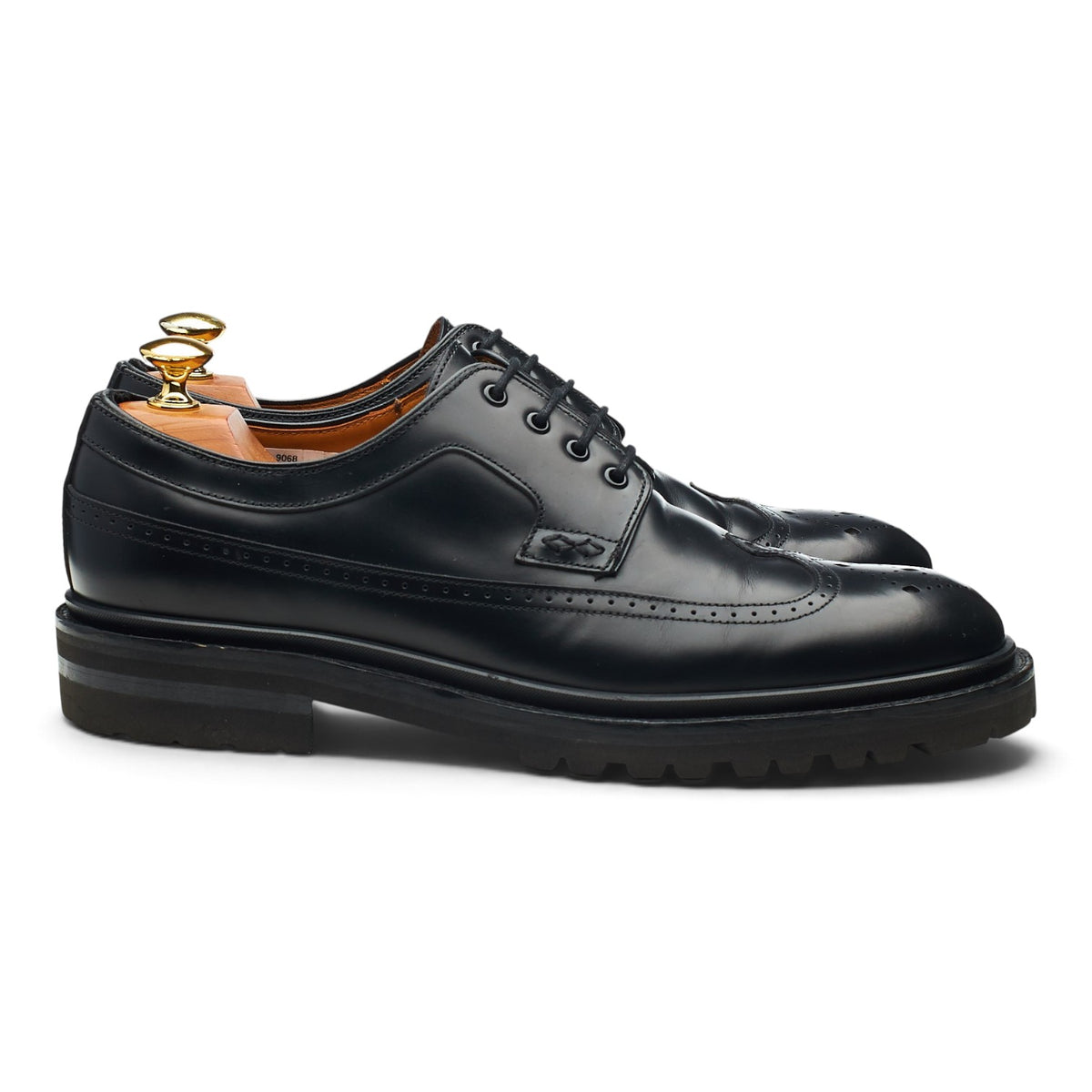 '9068' Black Leather Derby Brogues UK 8
