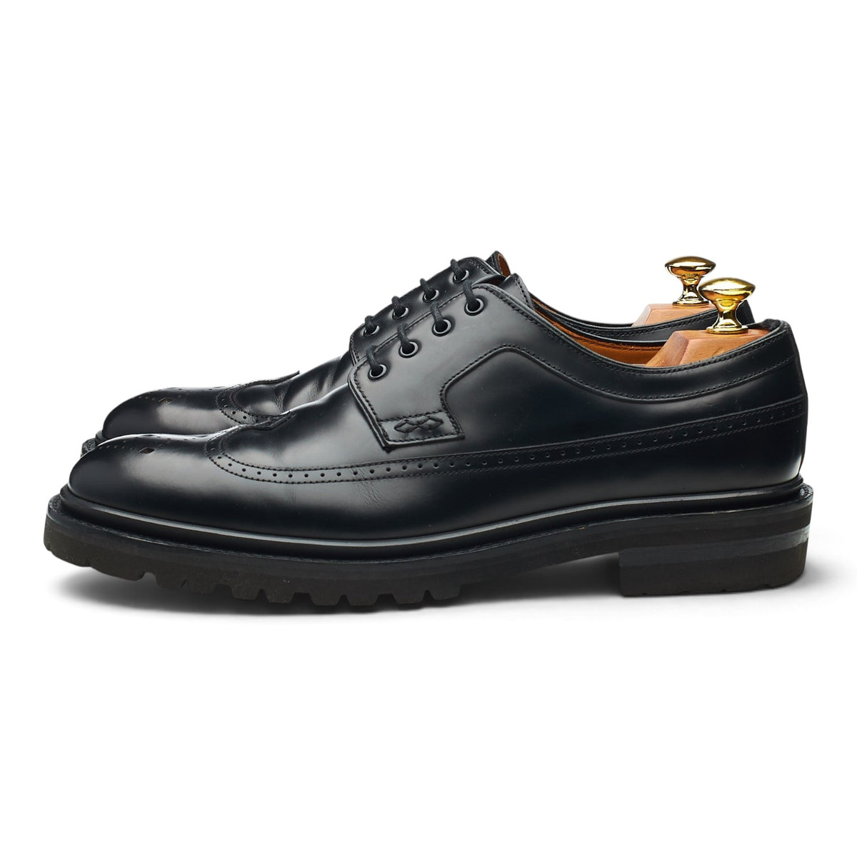 '9068' Black Leather Derby Brogues UK 8