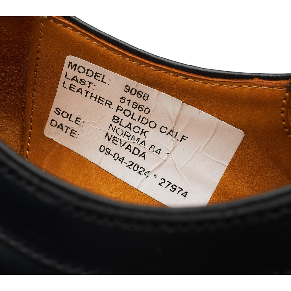 '9068' Black Leather Derby Brogues UK 8