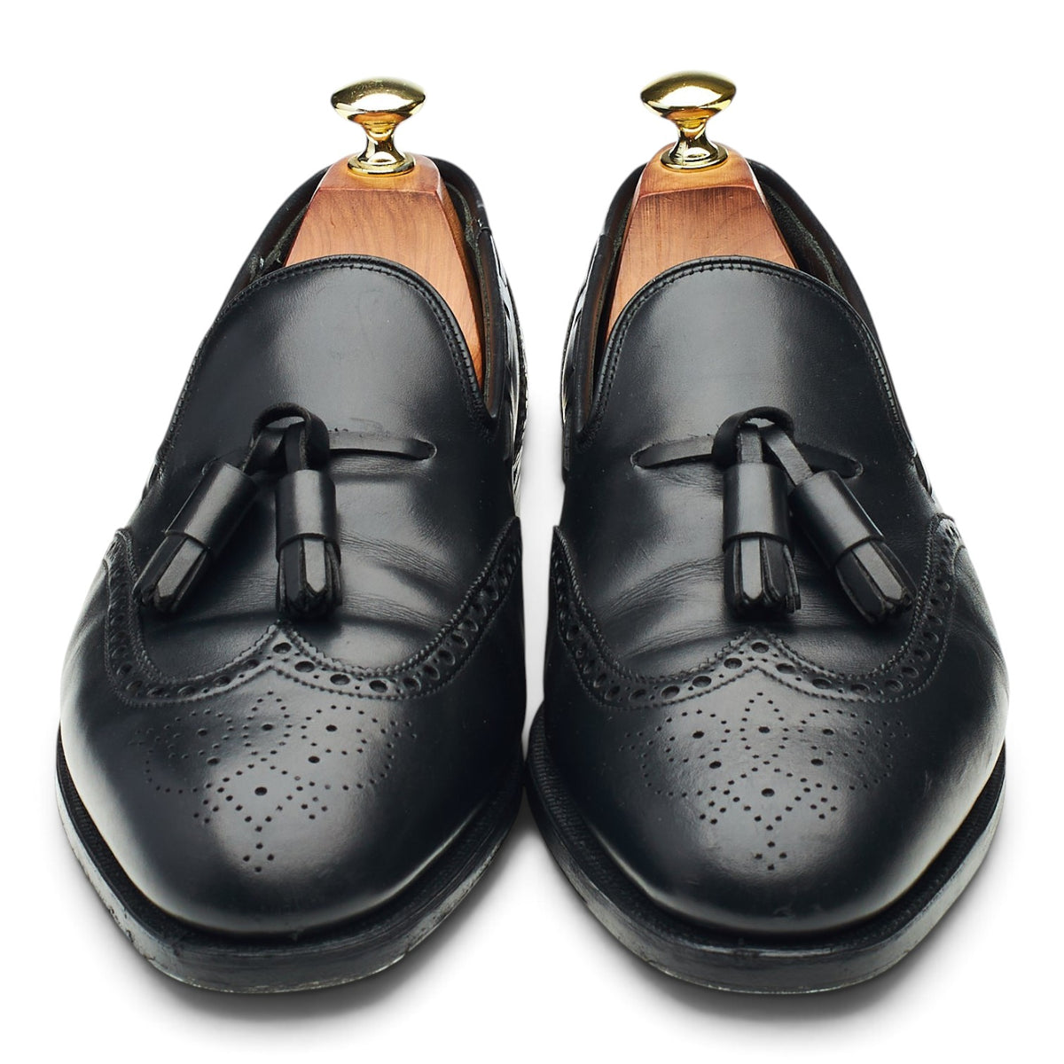 Foster & Son 'St. James' Black Leather Tassel Loafers UK 8 EE