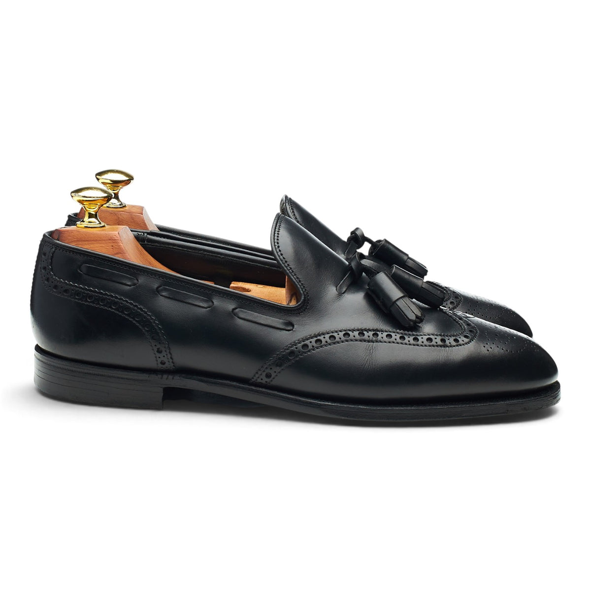Foster & Son 'St. James' Black Leather Tassel Loafers UK 8 EE
