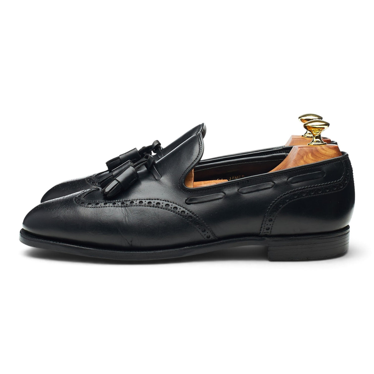 Foster & Son 'St. James' Black Leather Tassel Loafers UK 8 EE