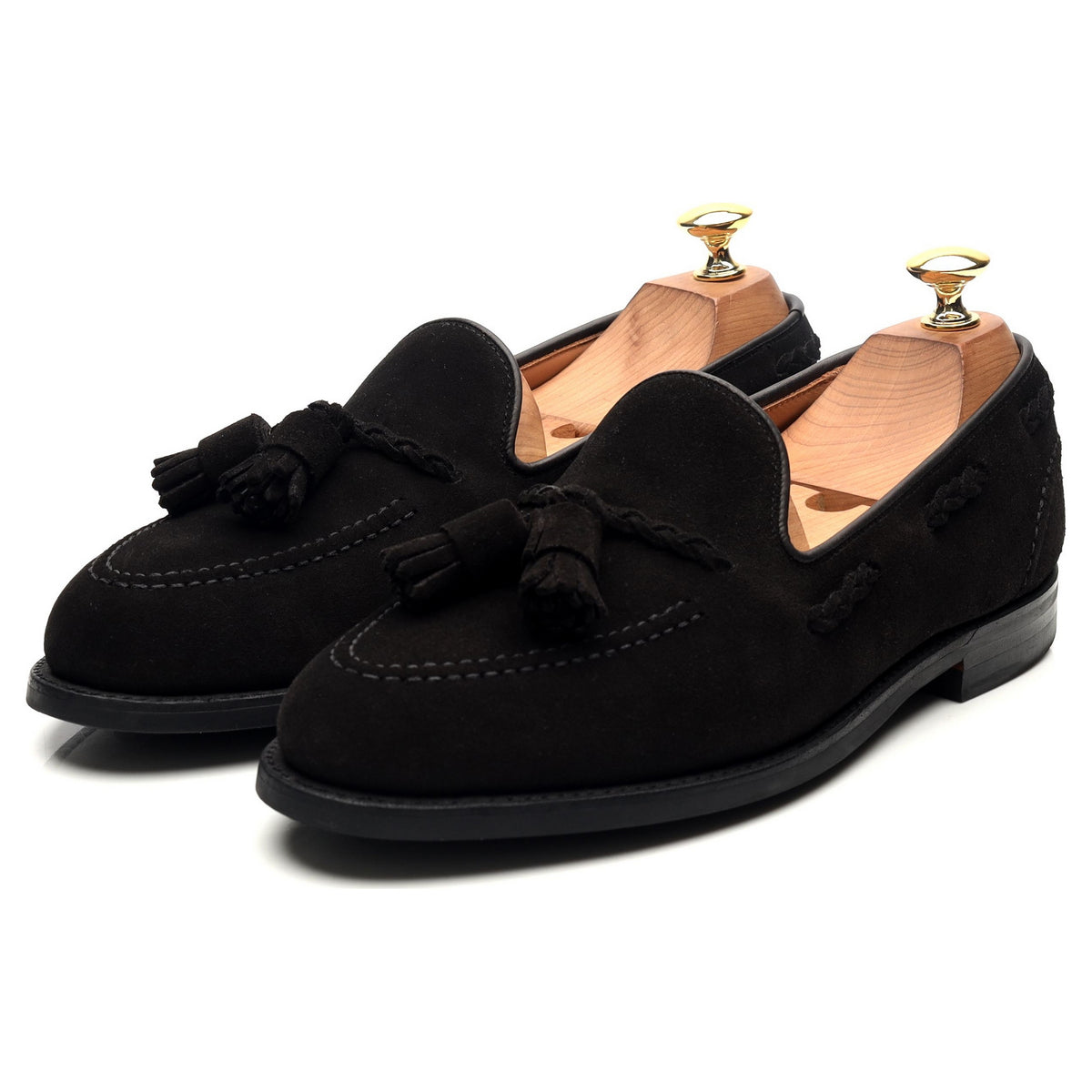 Anglo Italian &#39;Studridge&#39; Black Suede Tassel Loafers UK 6 E