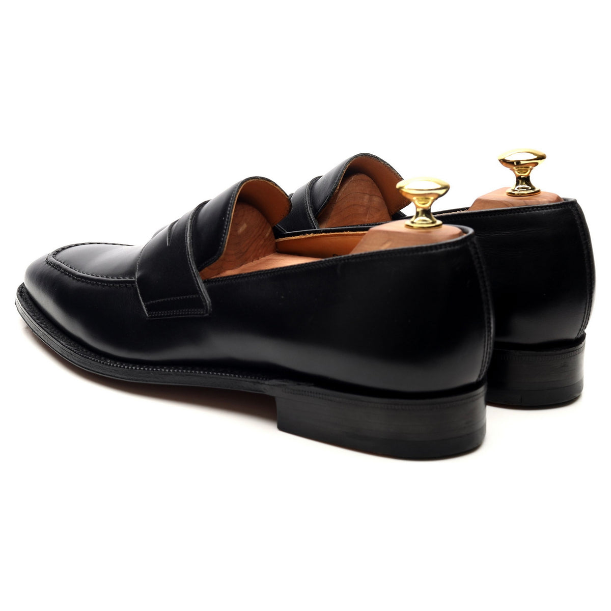 &#39;Hertford&#39; Black Leather Loafers UK 8 F