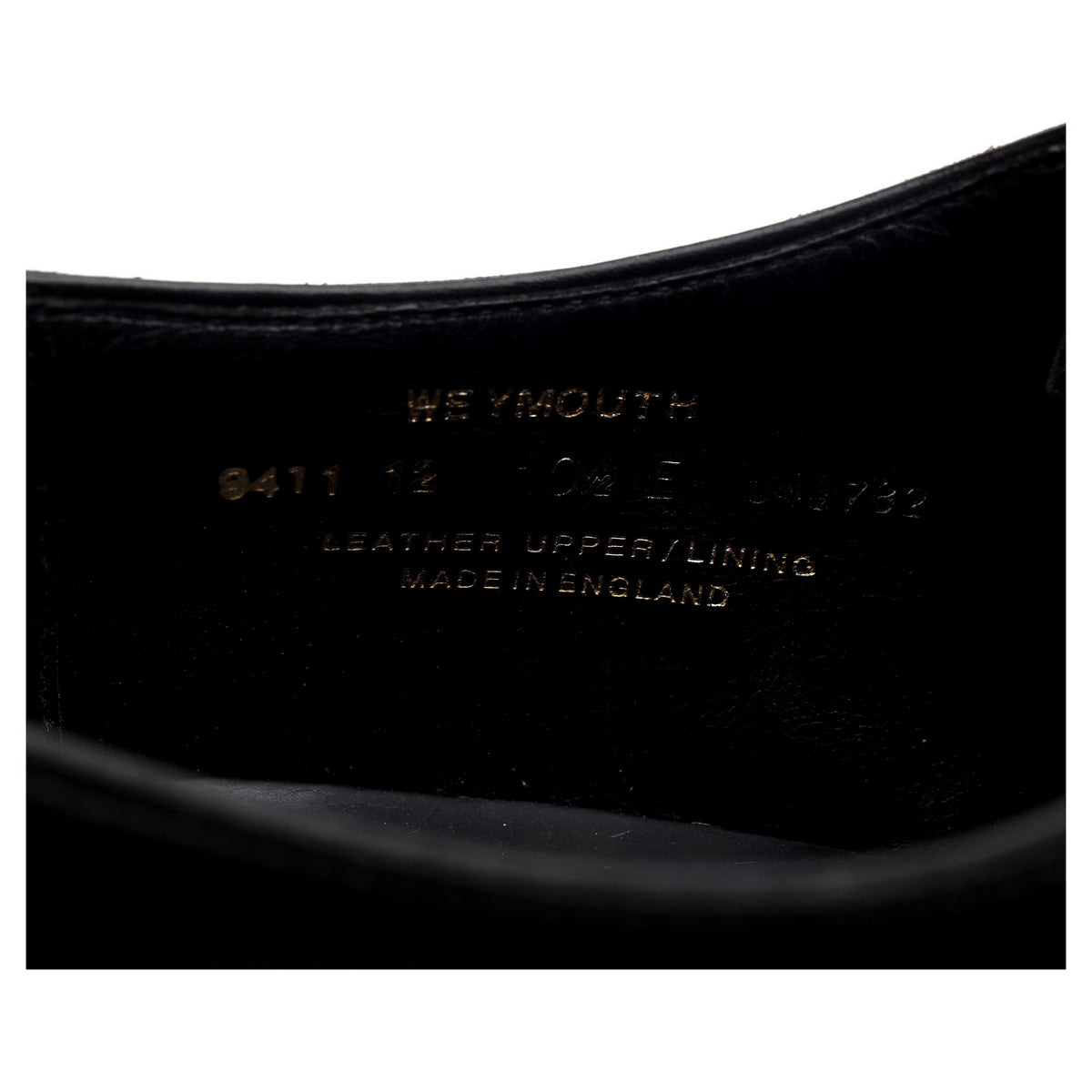 &#39;Weymouth&#39; Black Leather Wholecut Oxford UK 10.5 E