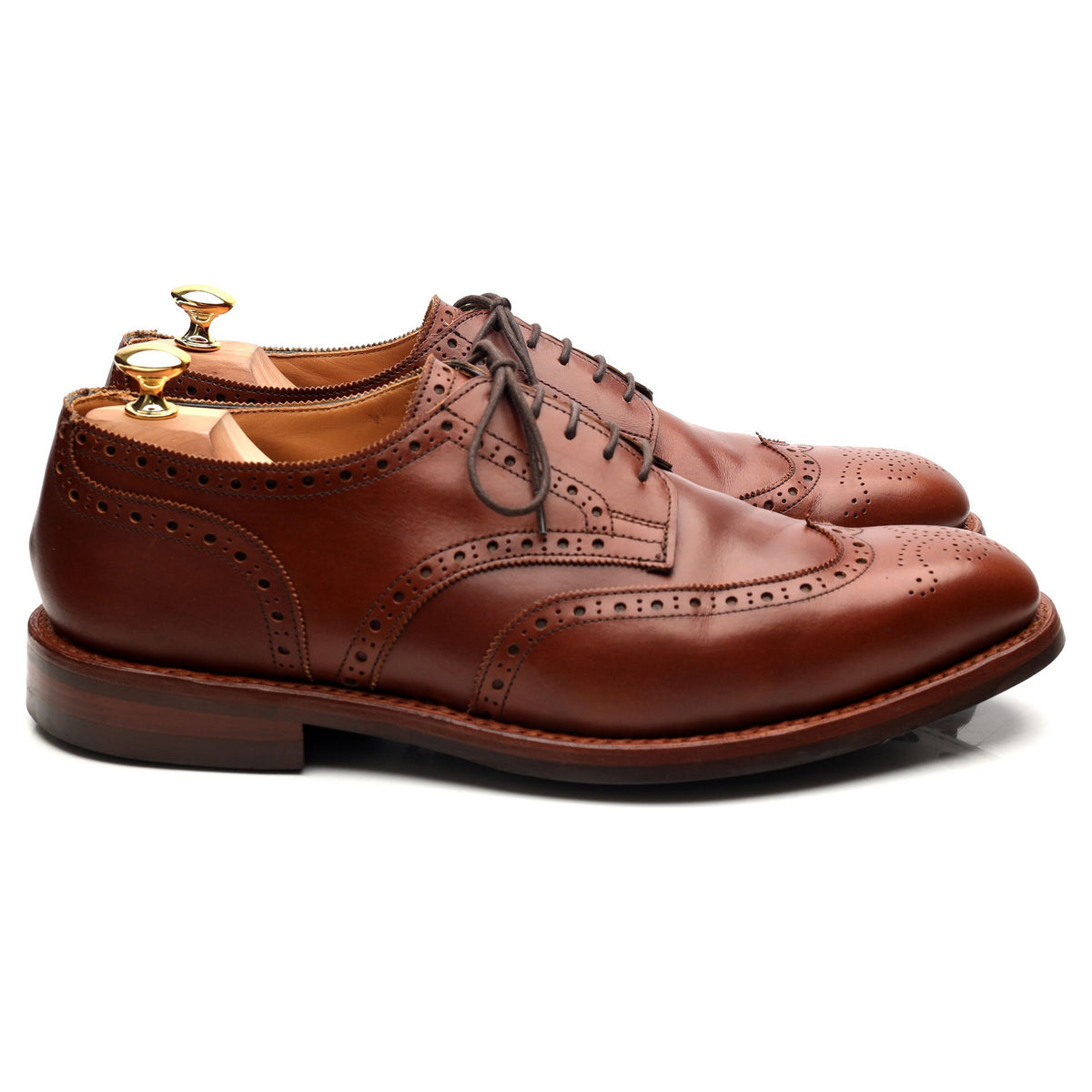 &#39;Newbury&#39; Tan Brown Leather Derby Brogues UK 11