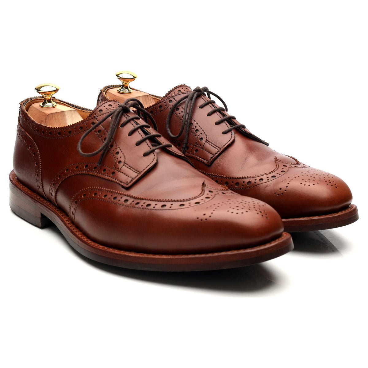 &#39;Newbury&#39; Tan Brown Leather Derby Brogues UK 11