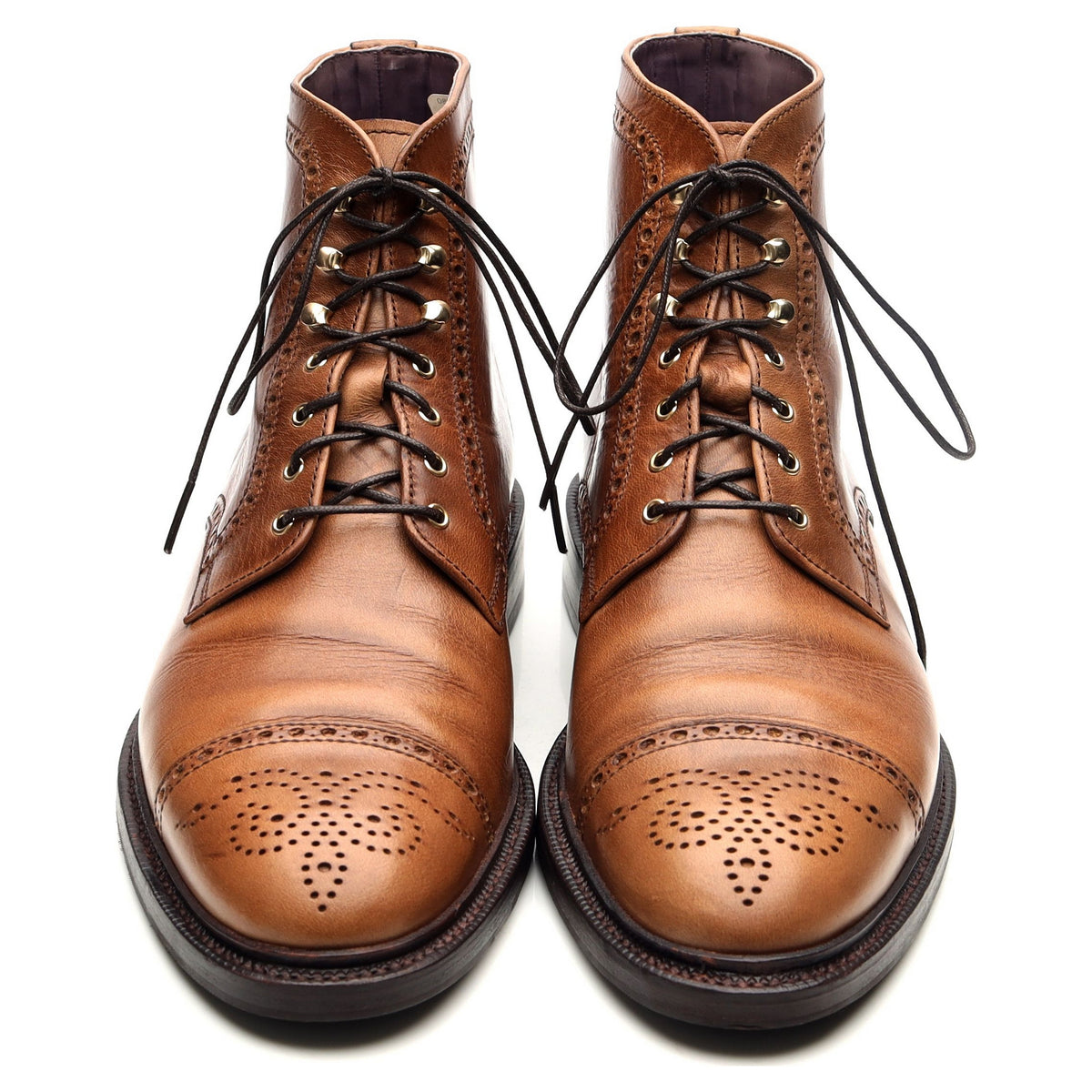 &#39;80780&#39; Light Brown Leather Brogue Boots UK 9 EE