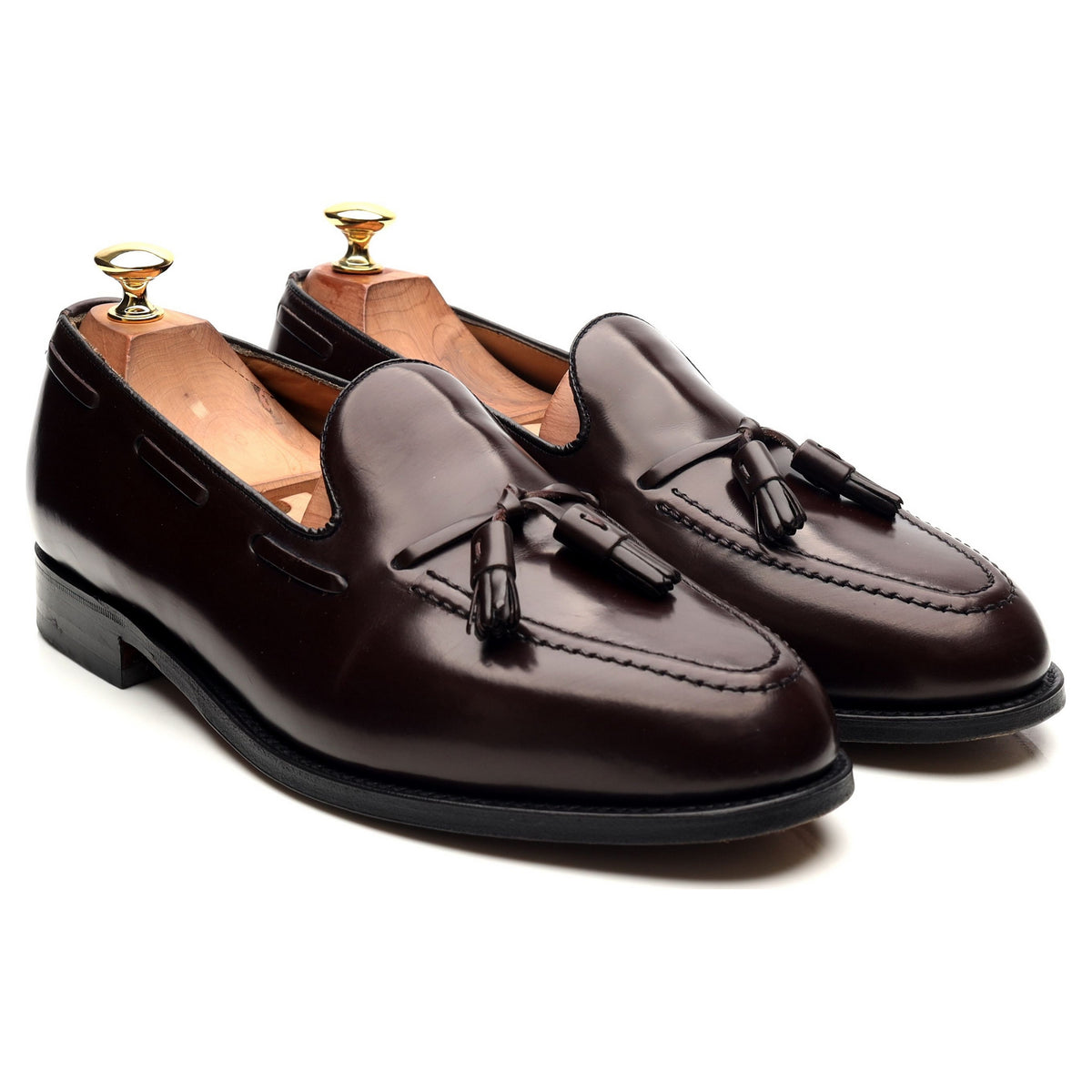 &#39;Harrow&#39; Burgundy Leather Tassel Loafers UK 9 EX