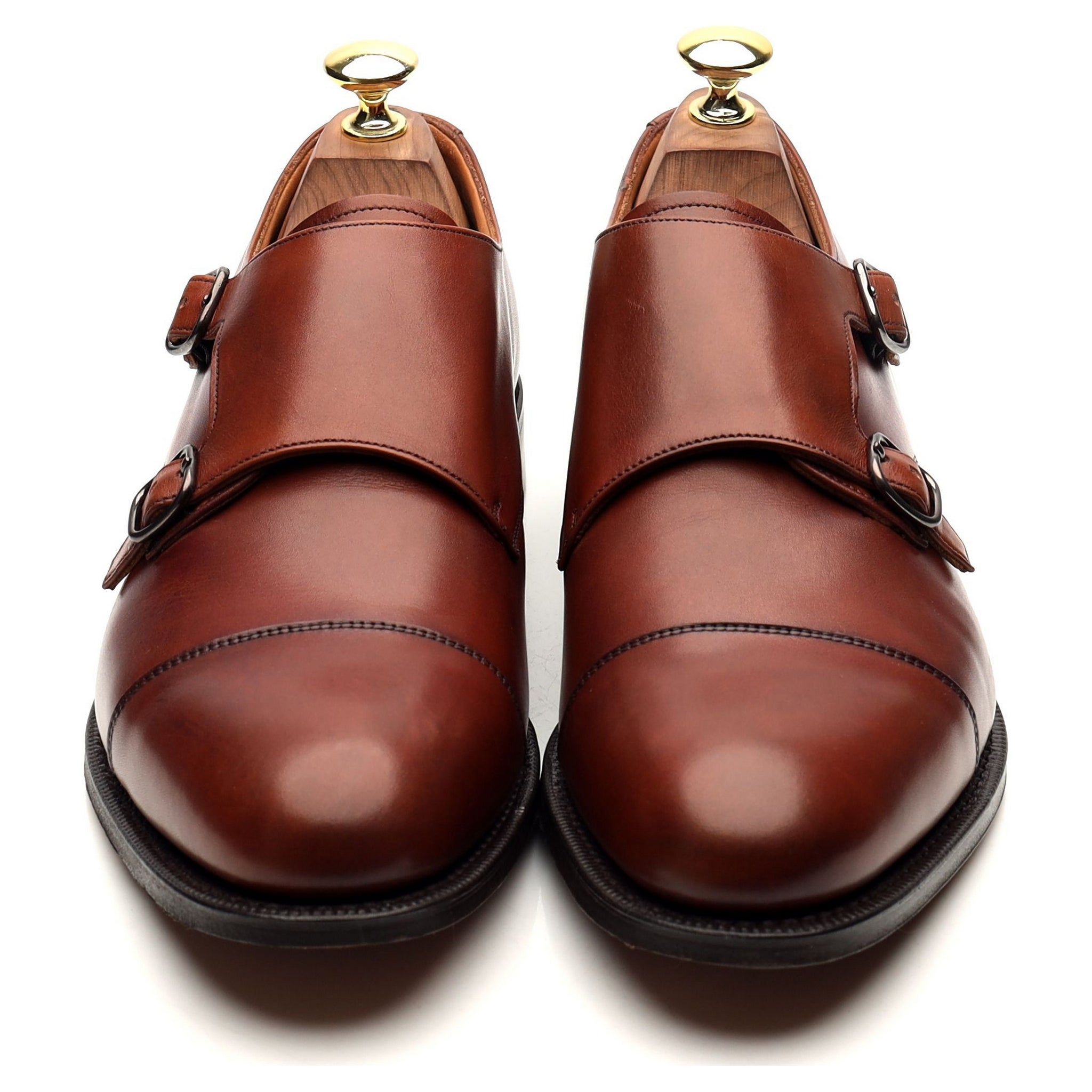 デトロイト」タンブラウンレザーダブルモンクストラップ UK 7 G