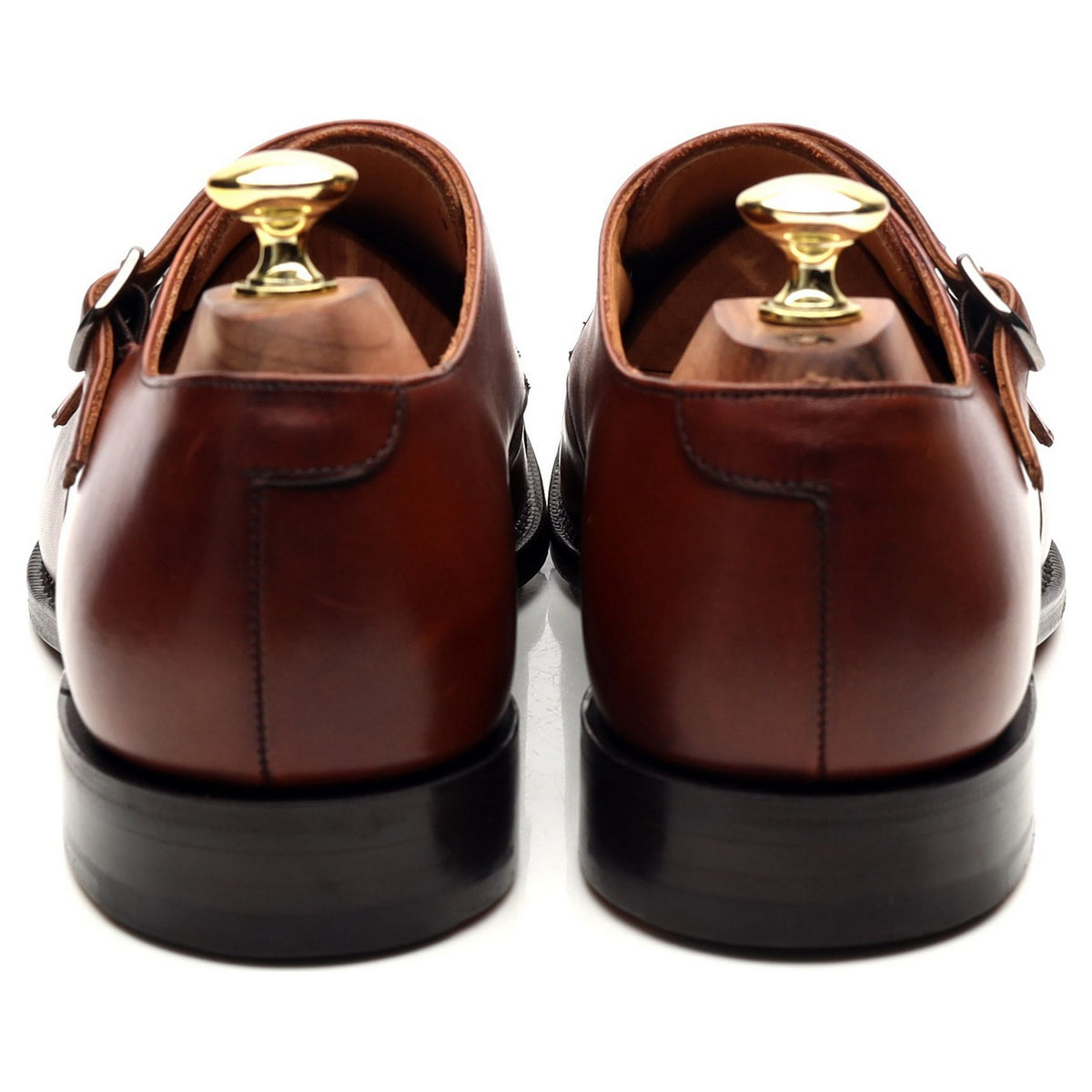 &#39;Detroit&#39; Tan Brown Leather Double Monk Strap UK 7 G
