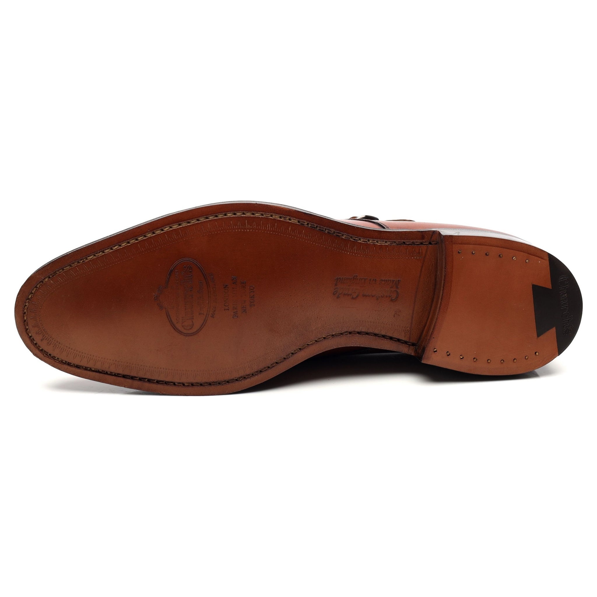 デトロイト」タンブラウンレザーダブルモンクストラップ UK 7 G