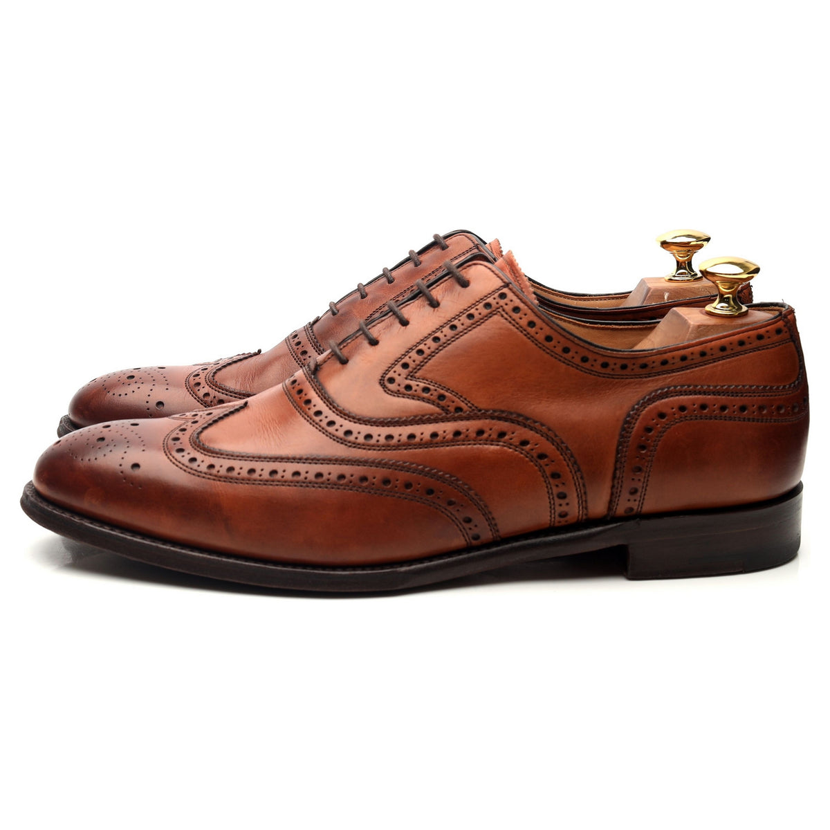 &#39;Welbeck&#39; Tan Brown Leather Oxford Brogues UK 9.5 F